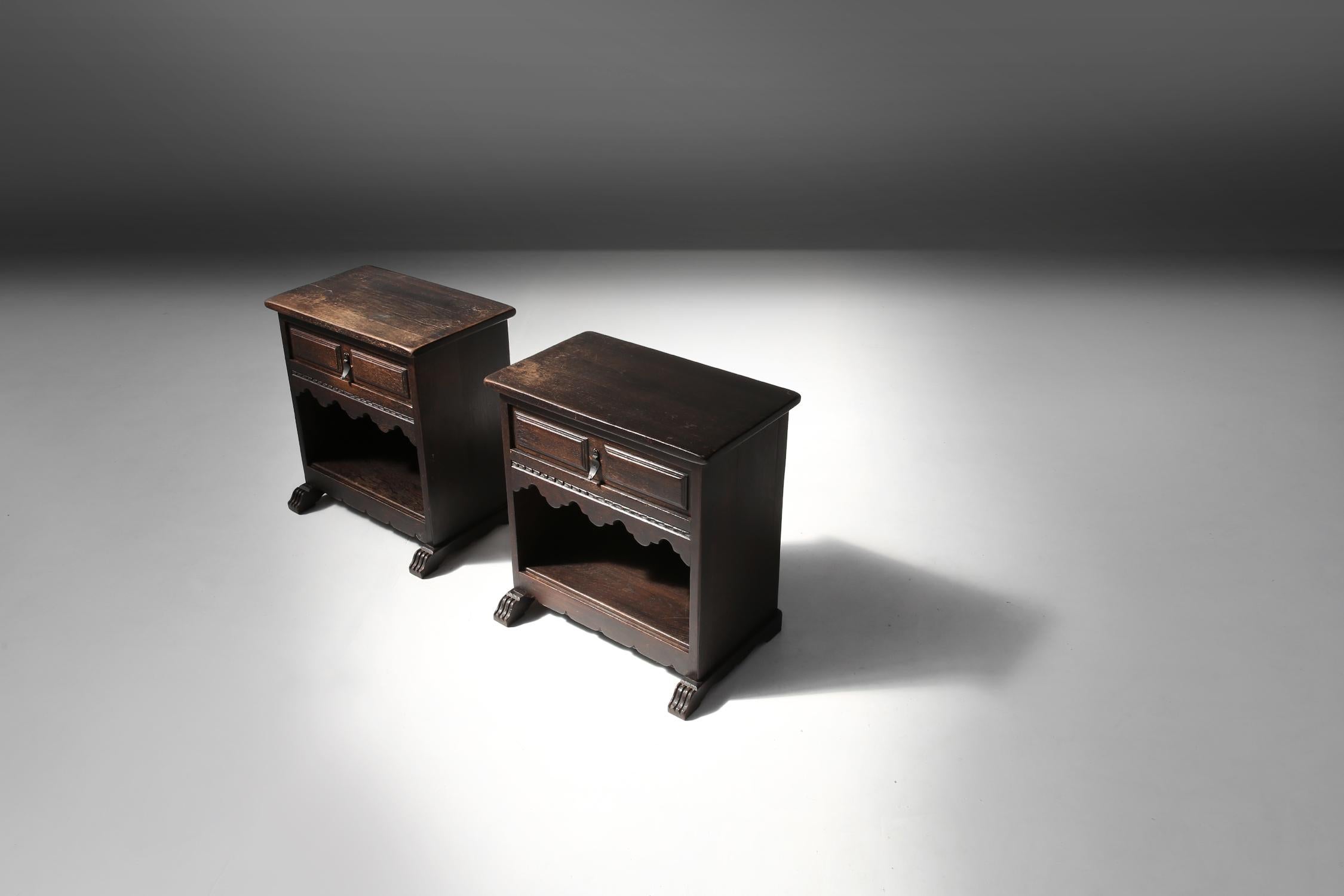 rustic oak nightstand set of 2