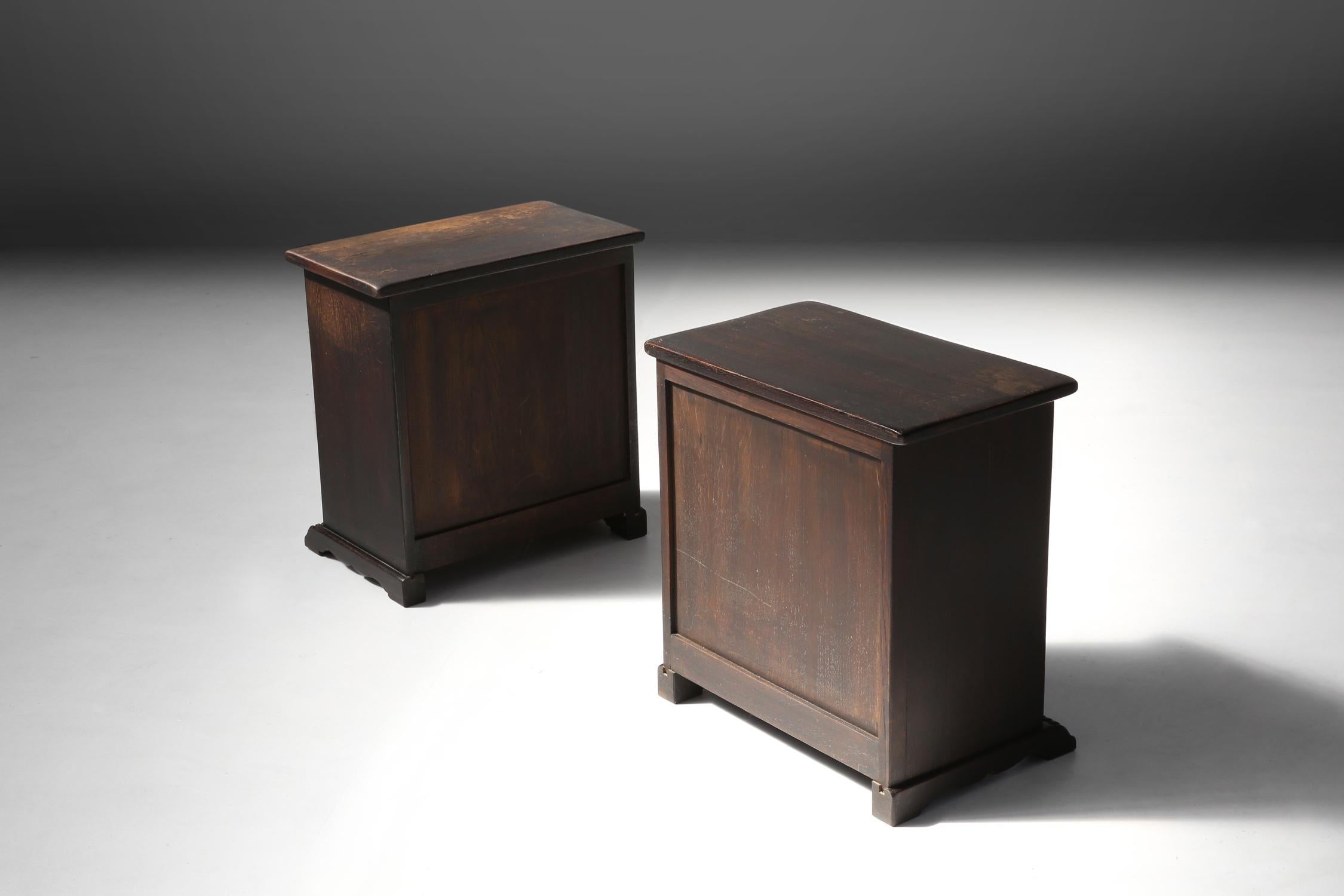 Wood Set of Two Rustic Nightstand circa1900 For Sale