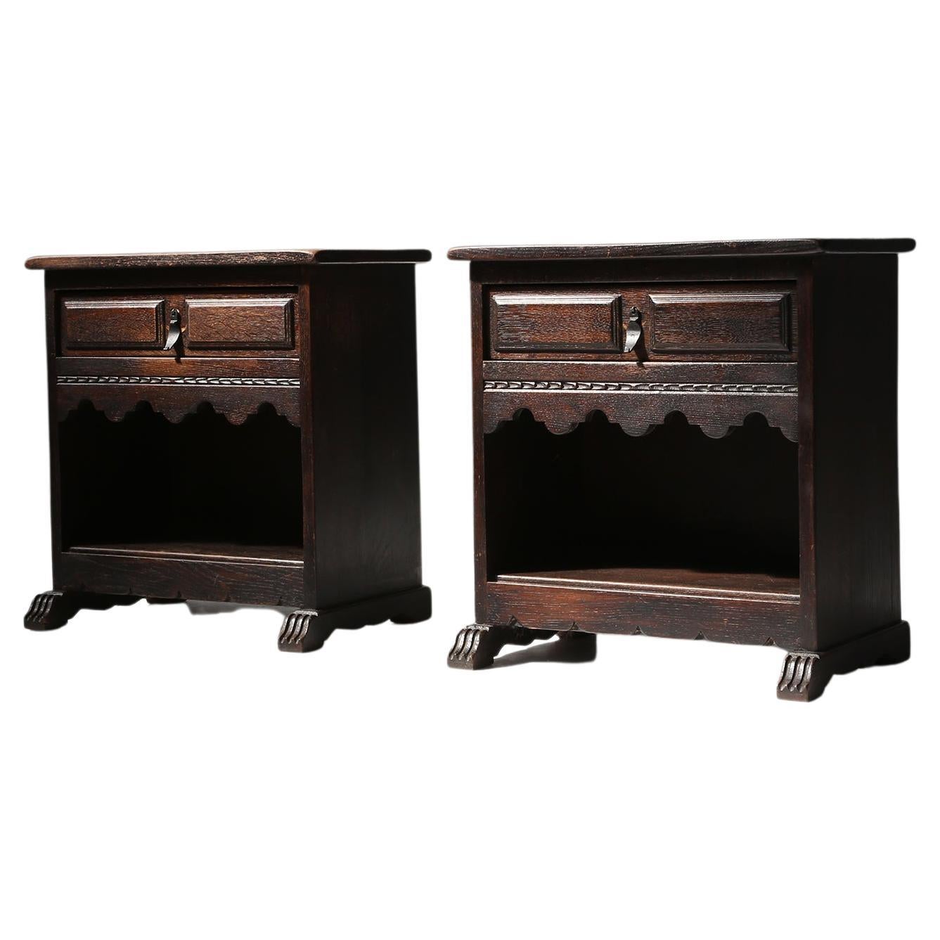 Set of Two Rustic Nightstand circa1900 For Sale