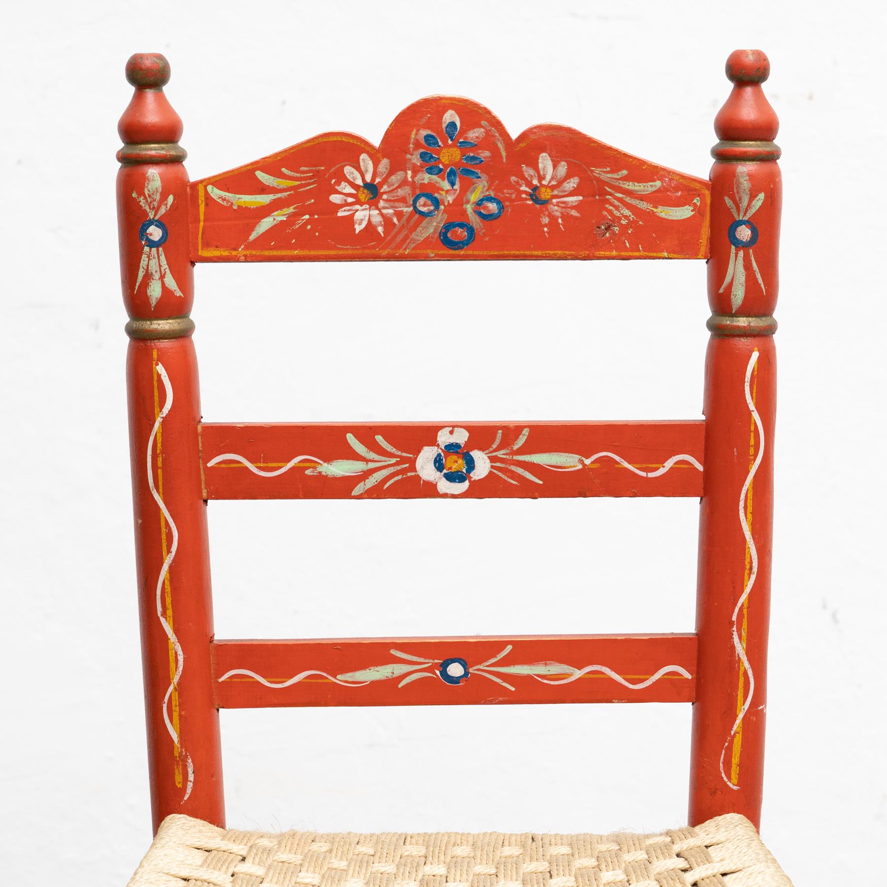 Set of Two Rustic Traditional Hand-Painted Wood Chairs, circa 1940 8
