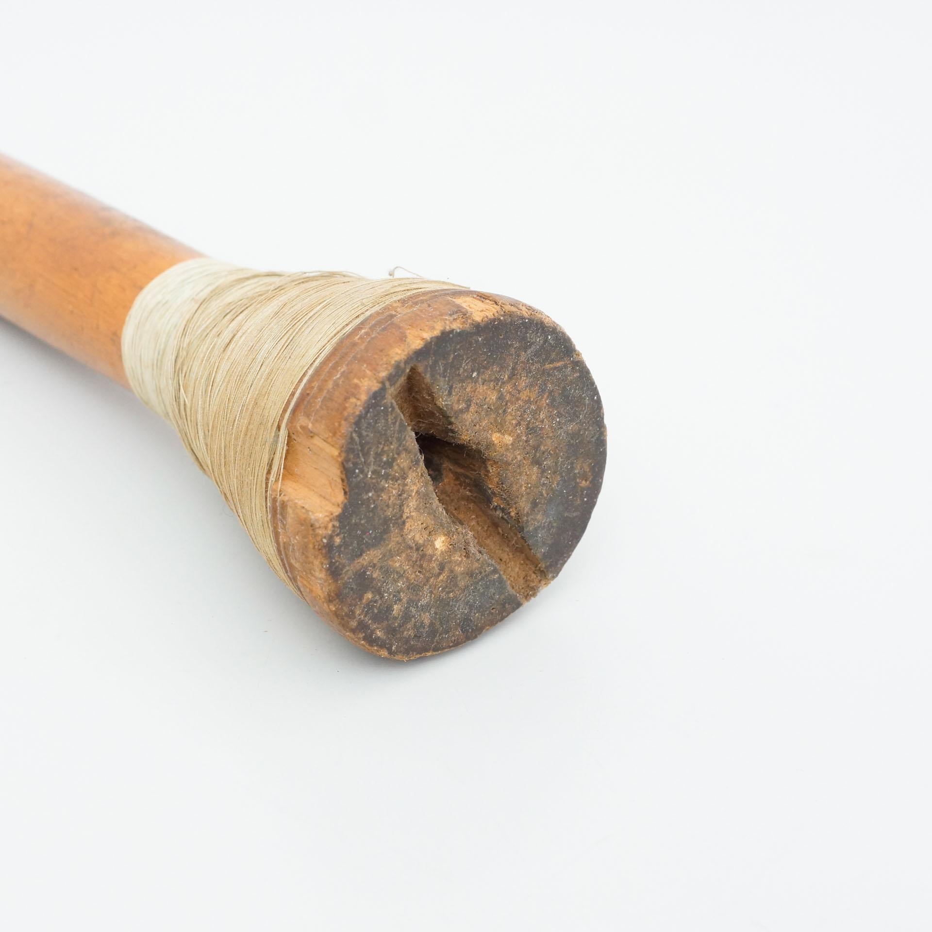 Set of Two Rustic Wooden Spools of Thread, circa 1930 5