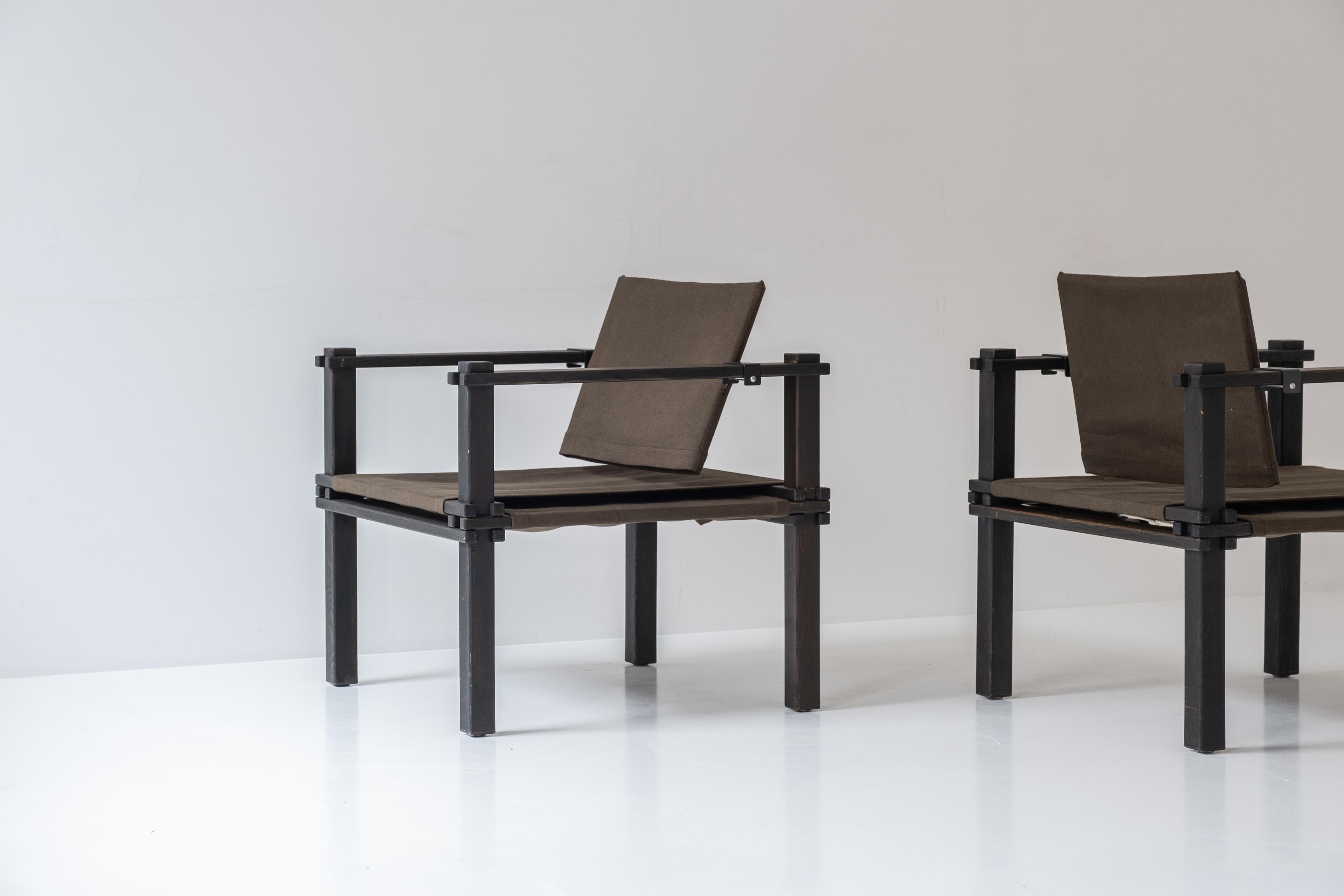 Satz von zwei einfachen Safari-Stühlen von Gerd Lange für Bofinger, Deutschland, 1960er Jahre (Moderne der Mitte des Jahrhunderts) im Angebot