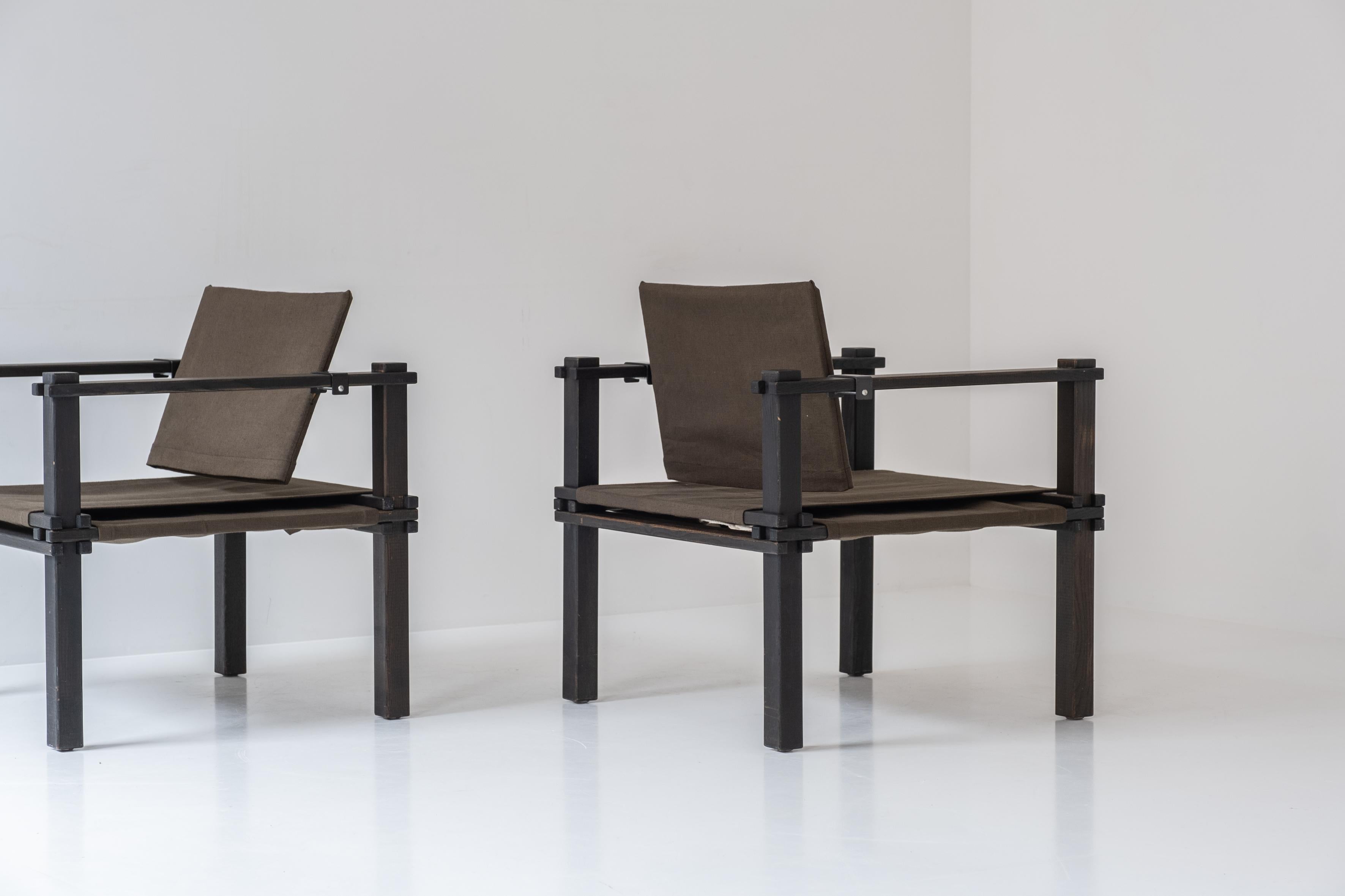 Satz von zwei einfachen Safari-Stühlen von Gerd Lange für Bofinger, Deutschland, 1960er Jahre im Zustand „Gut“ im Angebot in Antwerp, BE
