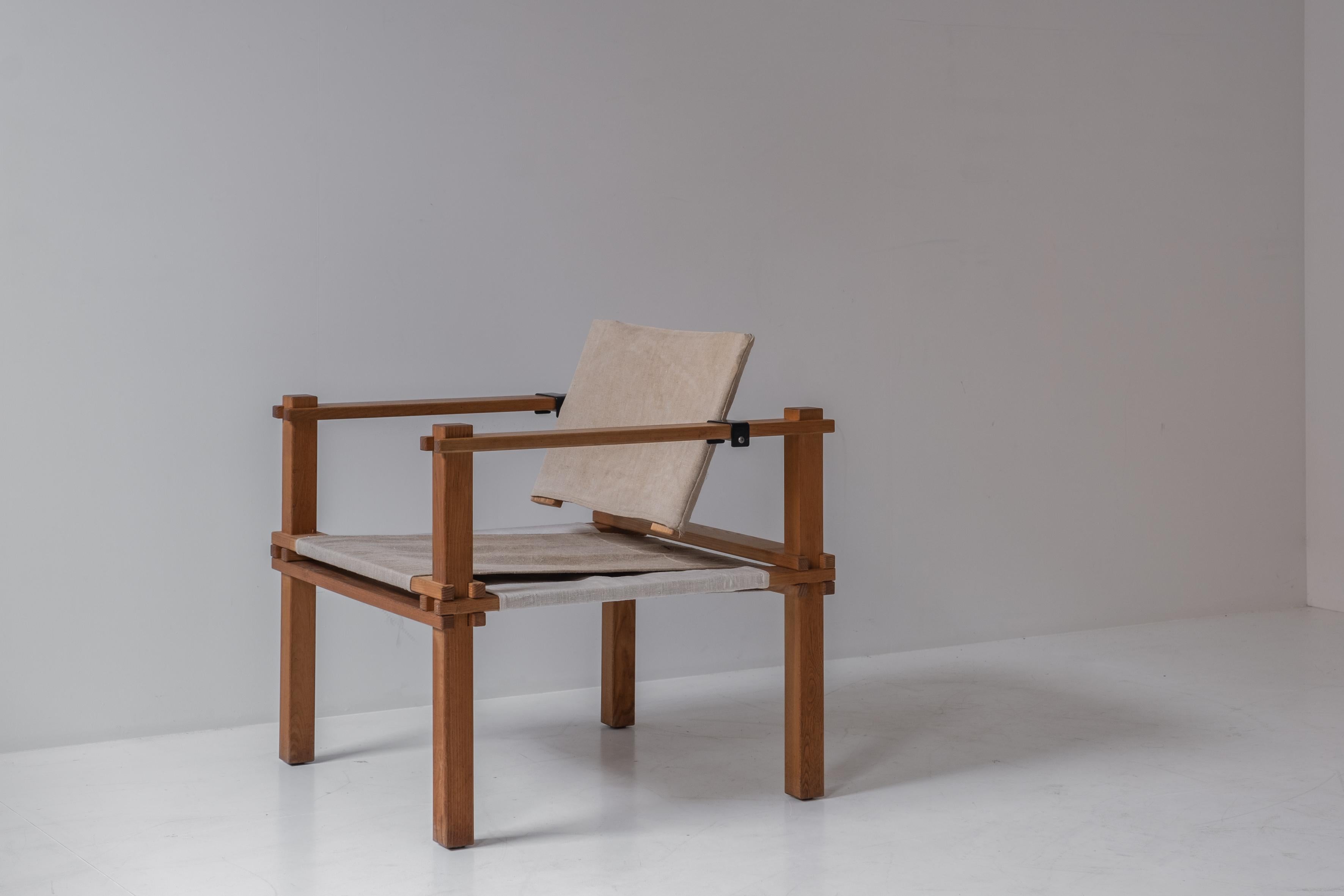 Linen Set of two Safari easy chairs by Gerd Lange for Bofinger, Germany 1960s.