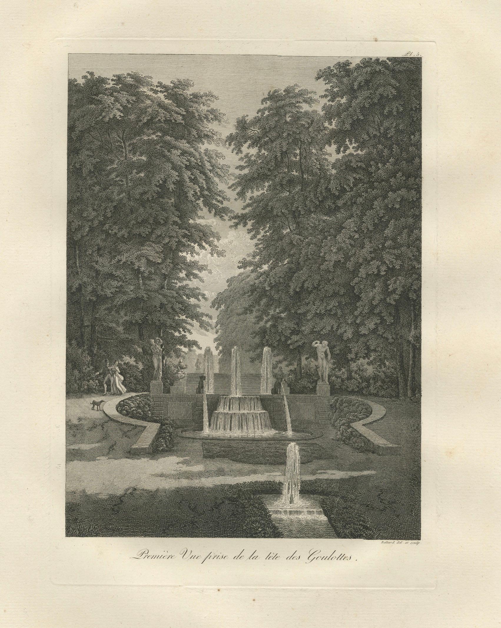 Set of Two Saint-Cloud Garden Fountain Engravings by Baltard, Paris, 1803