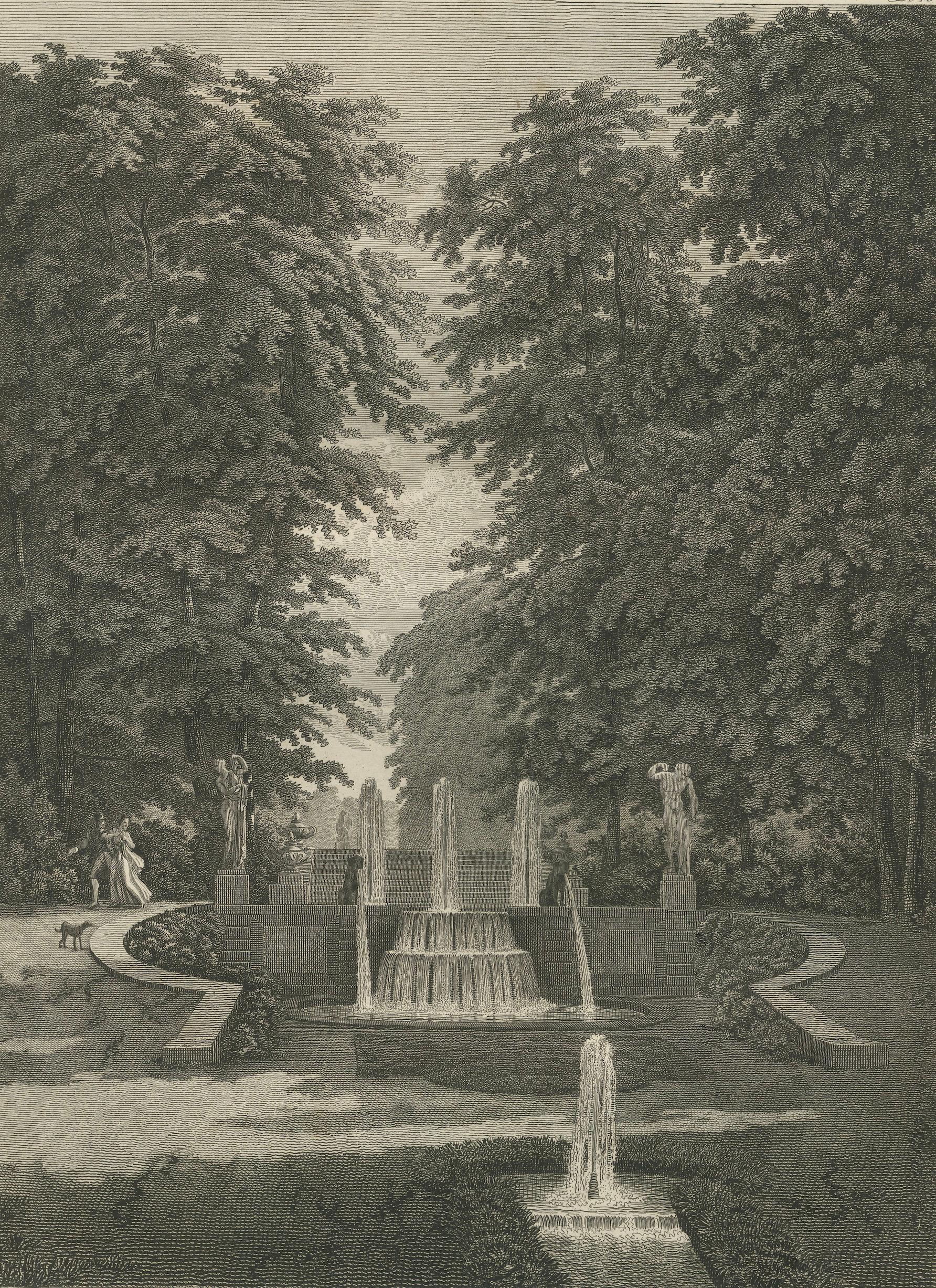 Set of Two Saint-Cloud Garden Fountain Engravings by Baltard, Paris, 1803