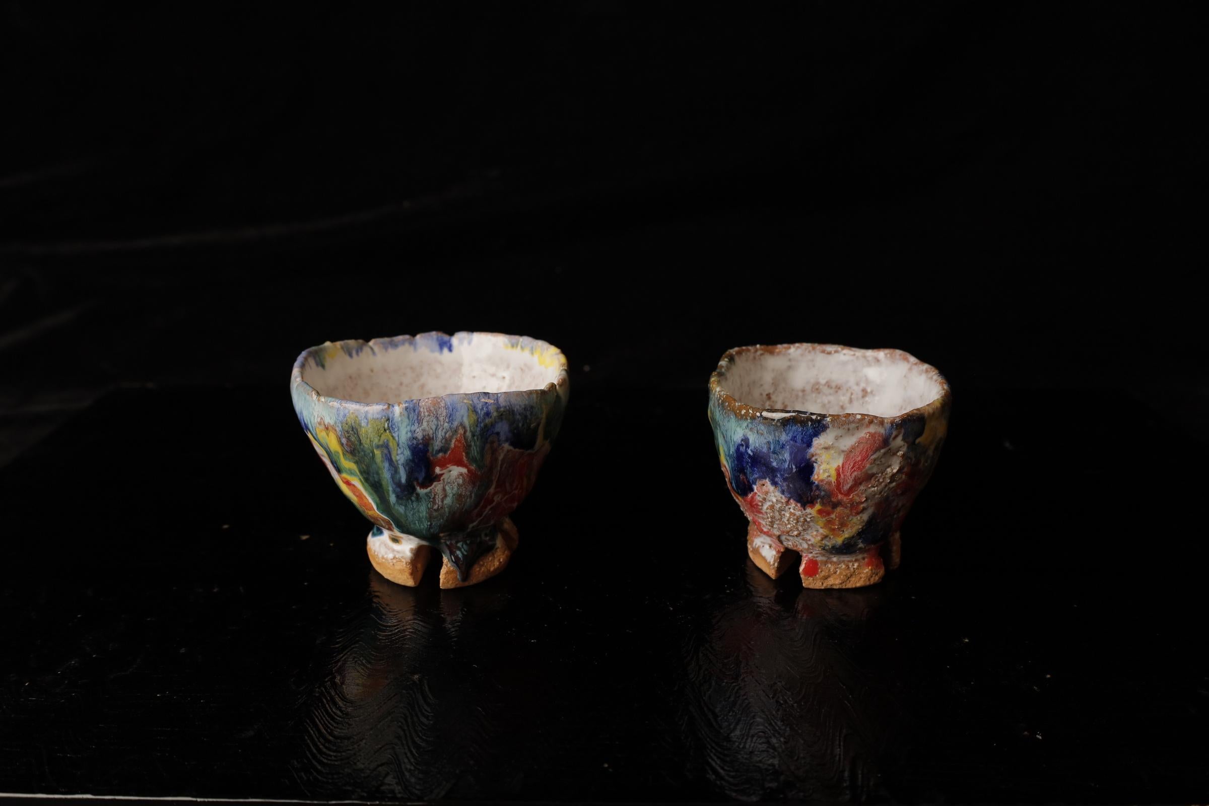 Japonais Ensemble de deux tasses à sake de Seigan, célèbre potier Hagi en vente