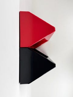 Set of two Saporiti Wall Shelf Vintage Modular Design: 1 Red  1 Black 60s, Italy