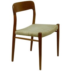 Set of Two Scandinavian Modern Mod 75 Teak Dining Chairs by Niels O. Møller