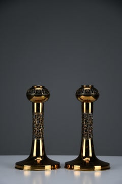 Juego de dos candelabros de cobre "Pitsi" de estilo moderno escandinavo, obra de Pentti Sarpaneva f