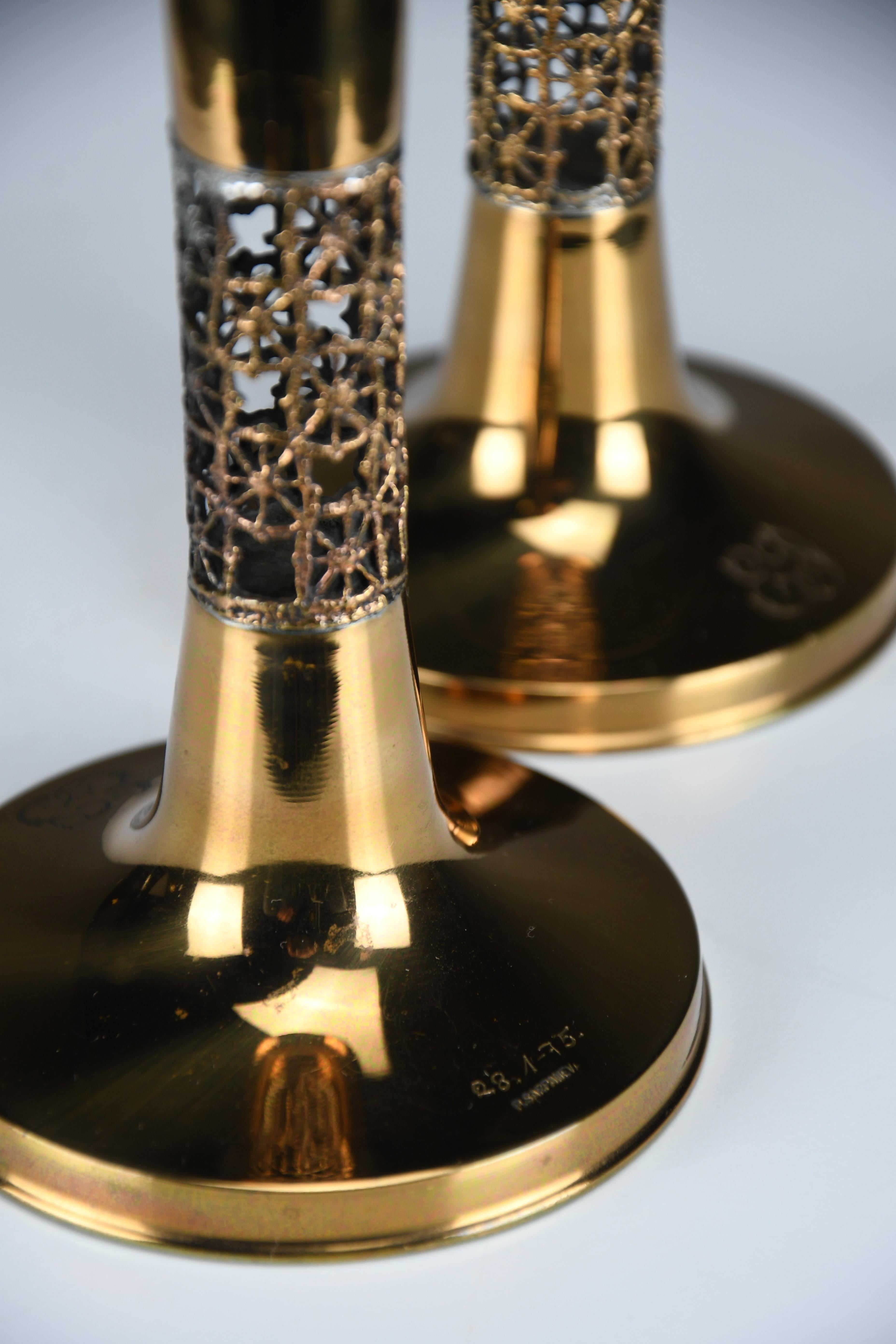 Metà XX secolo Set di due candelieri in rame The Modern Scandinavian 