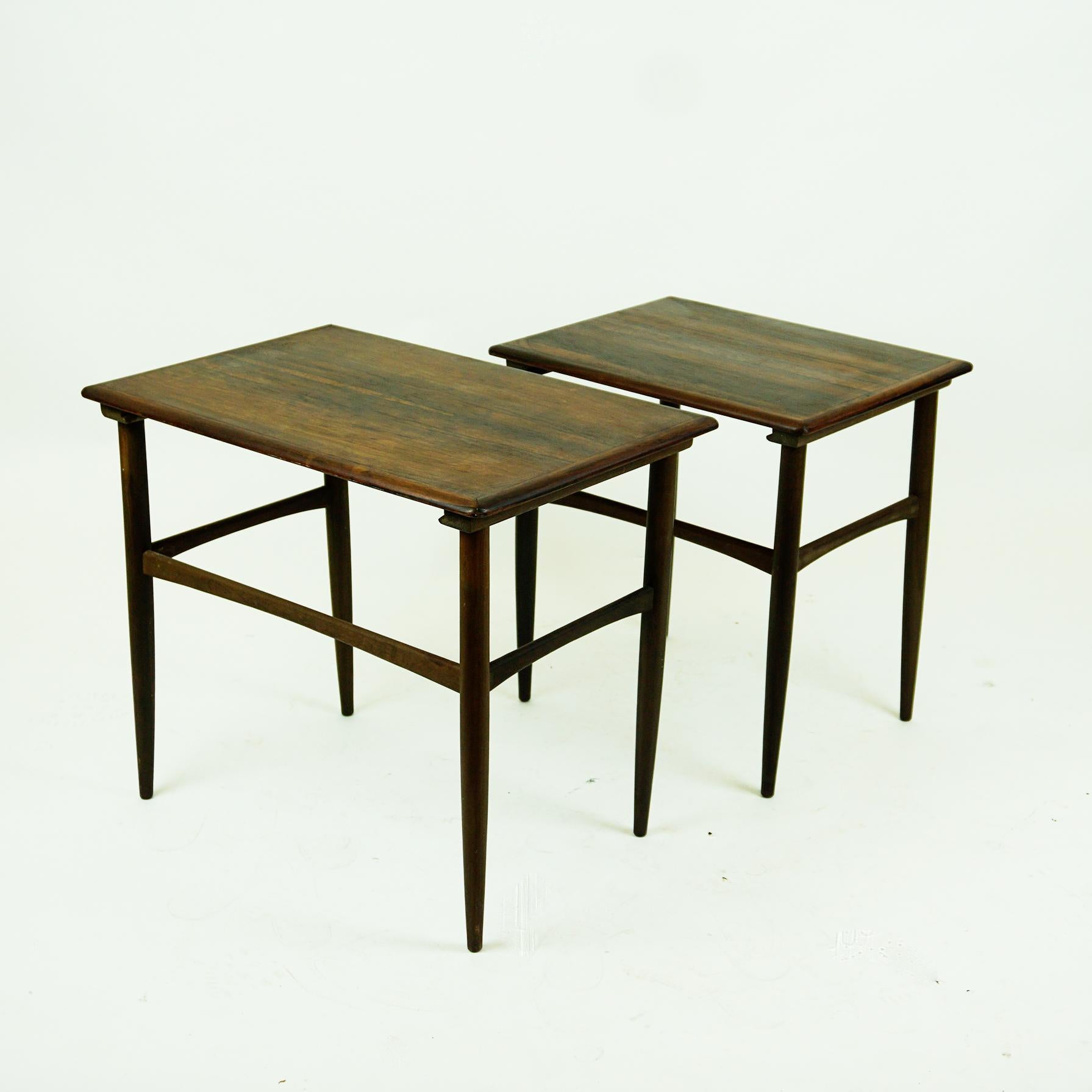 Scandinavian Modern Rosewood Nesting Tables by Poul Hundevad Denmark For Sale 2