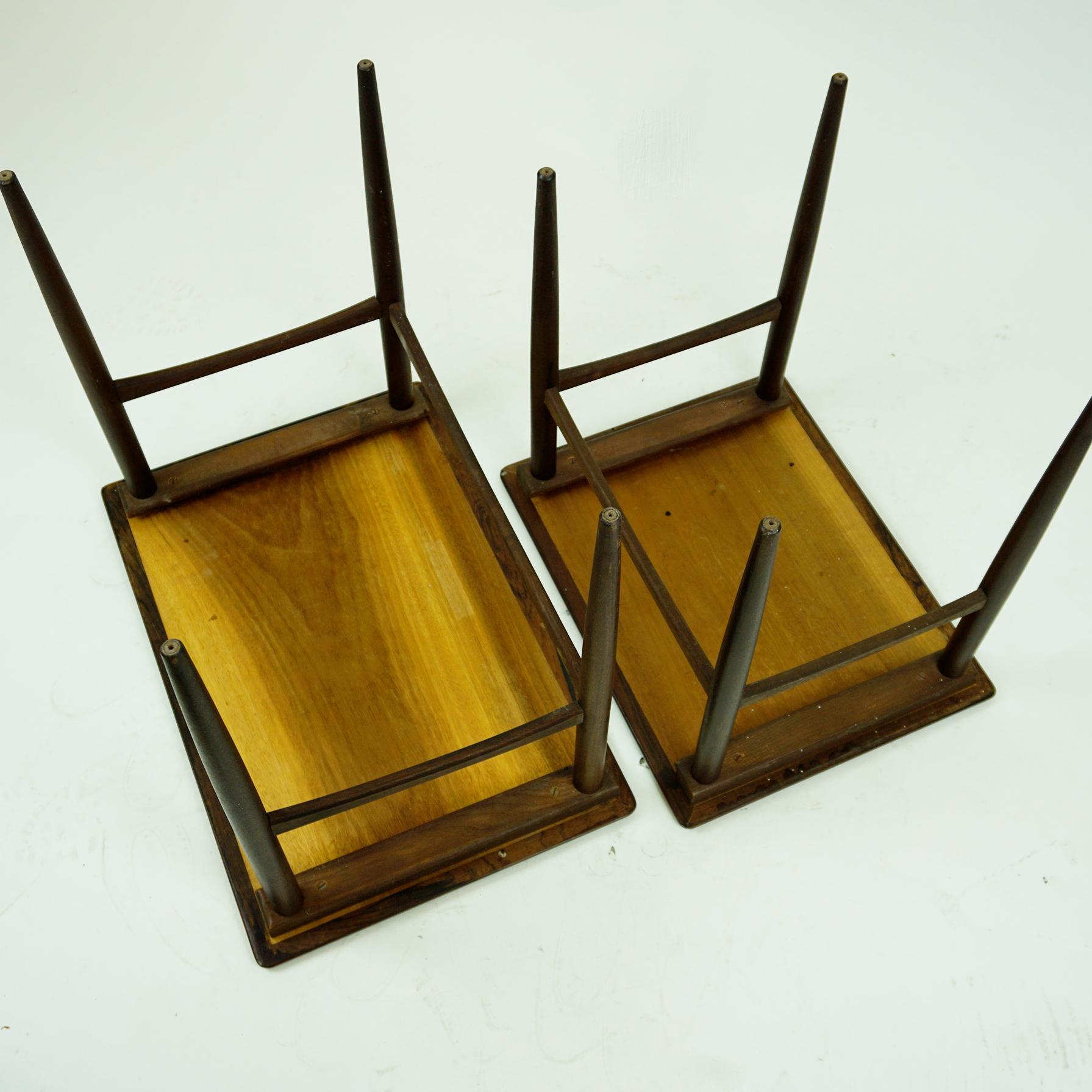 Scandinavian Modern Rosewood Nesting Tables by Poul Hundevad Denmark For Sale 3