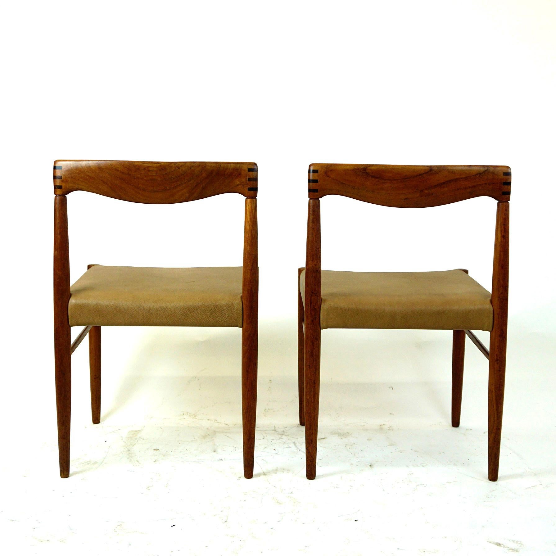 Danish Set of Two Scandinavian Modern Teak Dining Chairs by H. W. Klein for Bramin