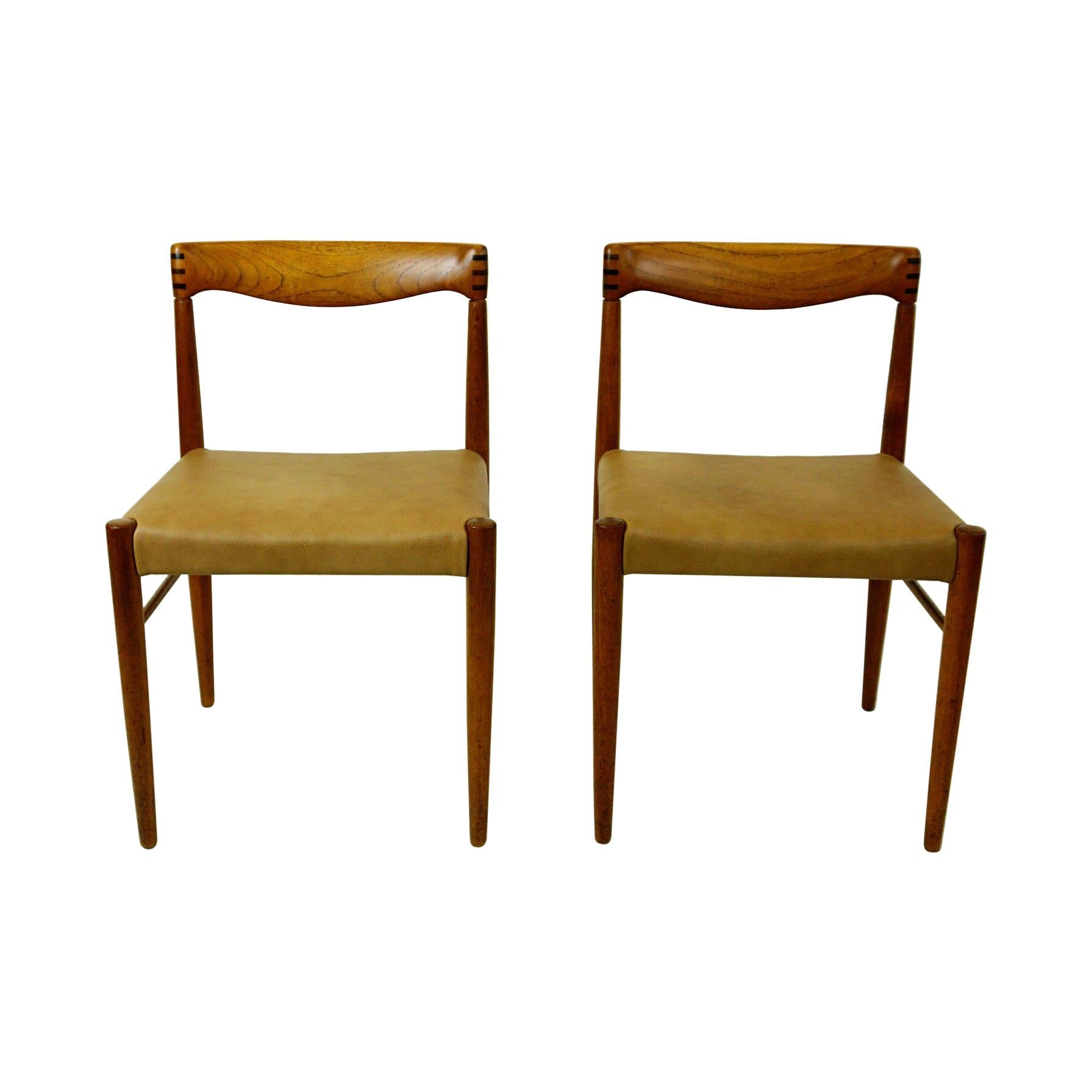 Set of Two Scandinavian Modern Teak Dining Chairs by H. W. Klein for Bramin