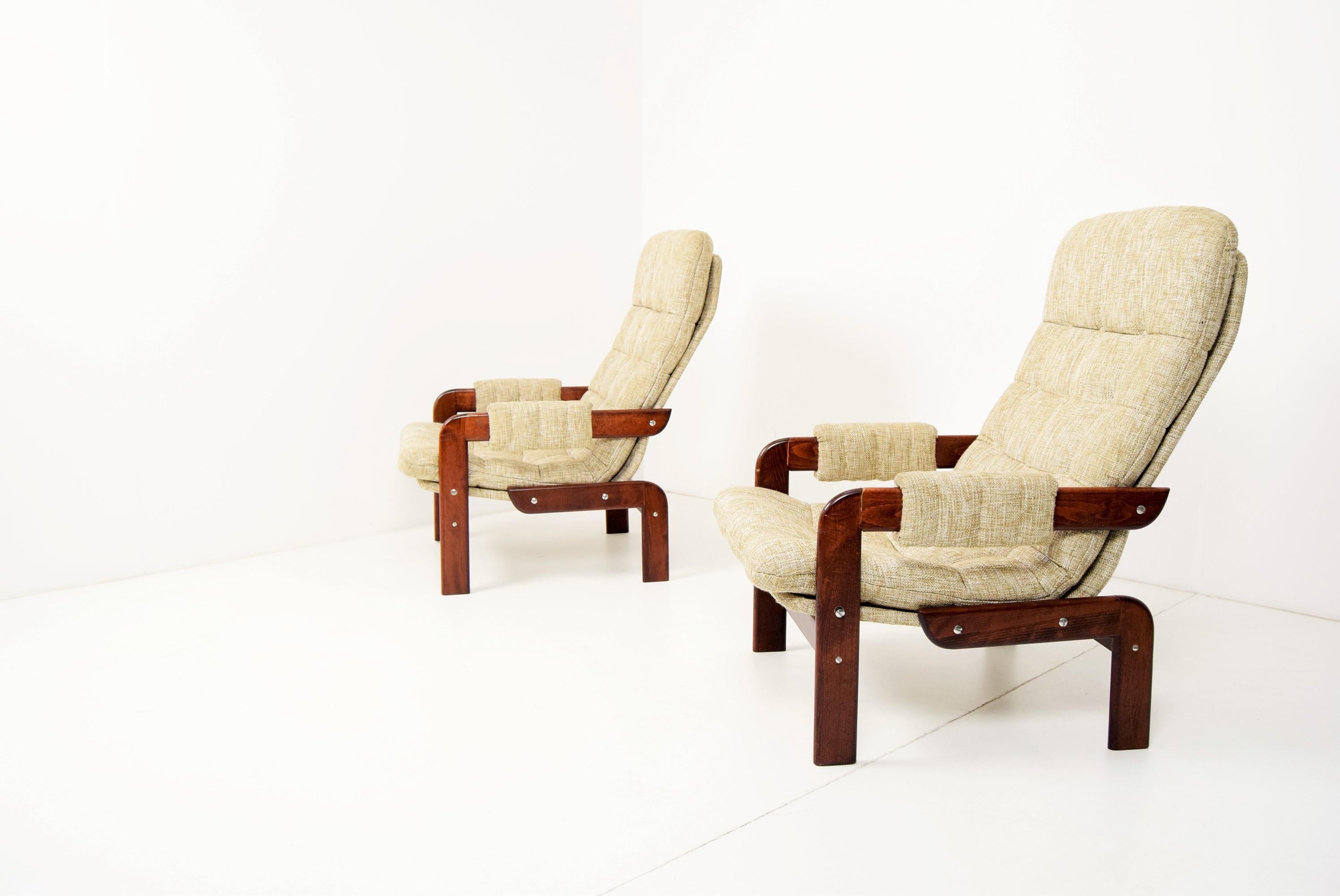 Set of Two Scandinavian Oak Armchairs, 1970s 1