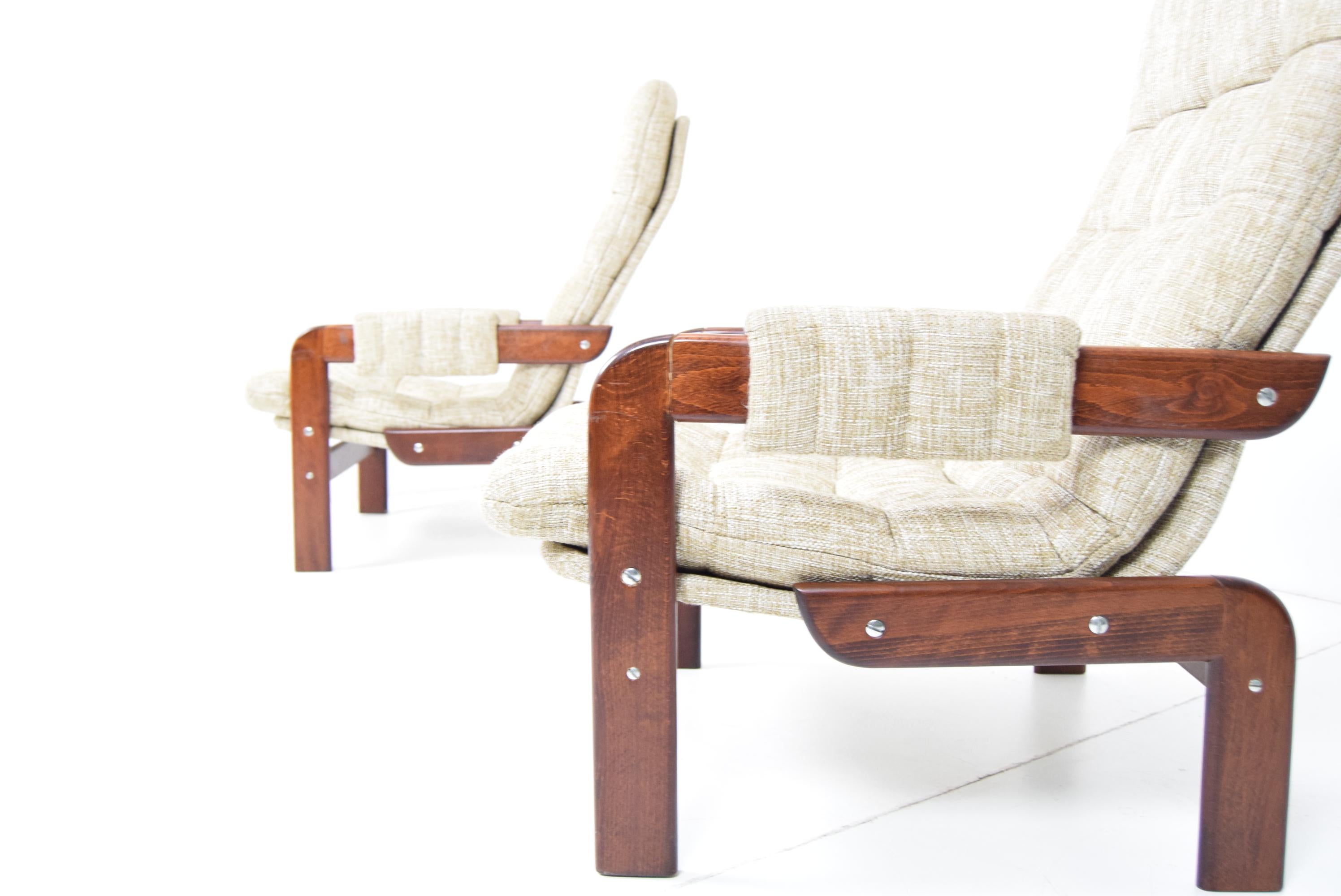 Set of Two Scandinavian Oak Armchairs, 1970s 2