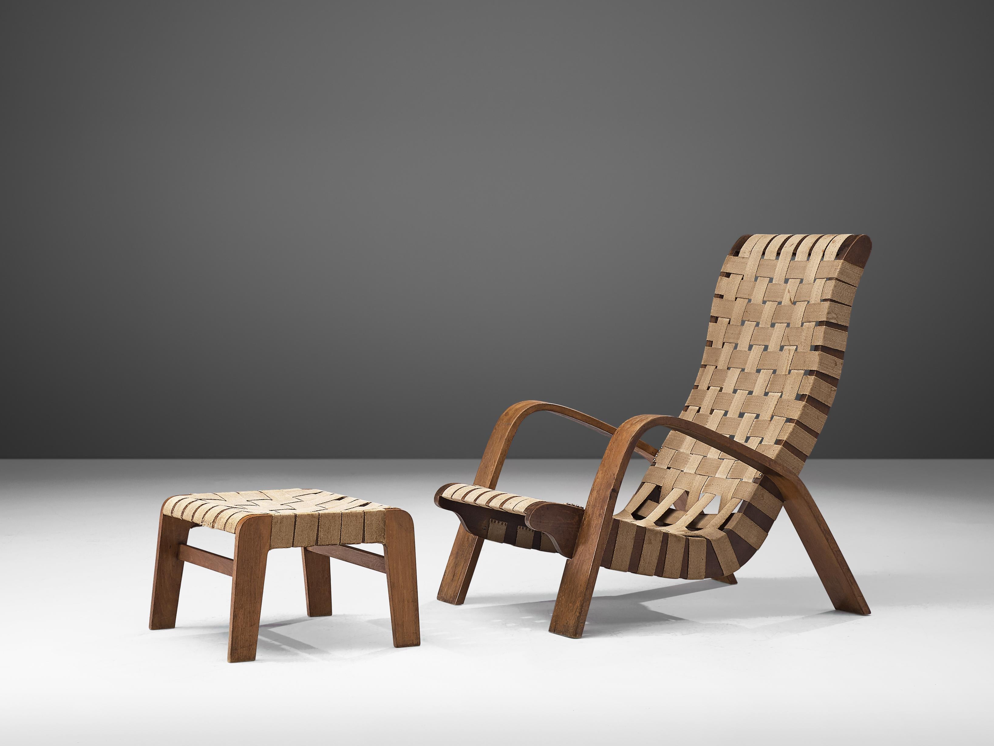 Set of Two Sculptural Lounge Chairs with Ottomans 4