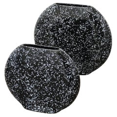 Set di due vasi scultorei in ceramica bianca e nera, regalo perfetto per le vacanze