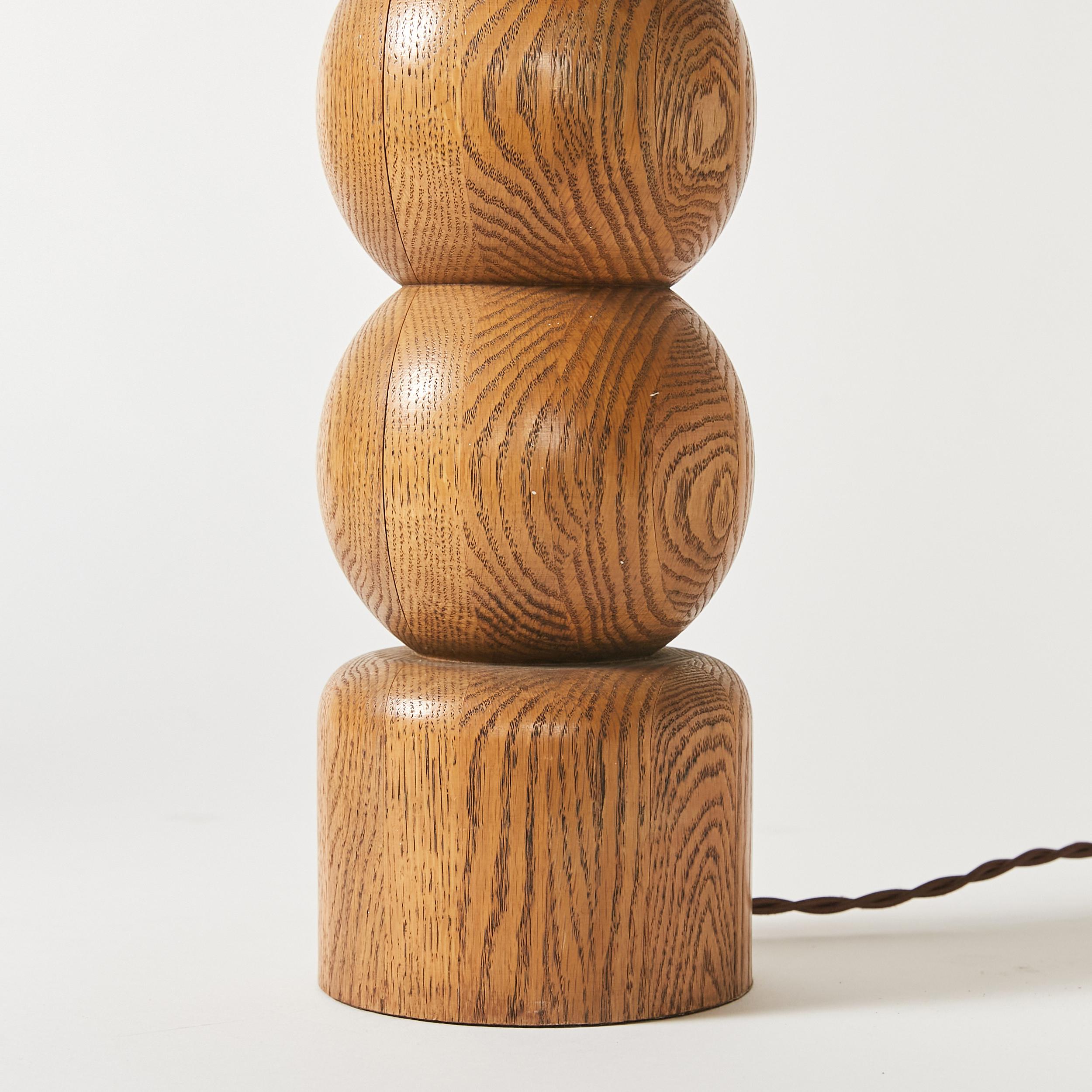 American Set of Two Sculptural Wooden Spheres Table Lamps For Sale