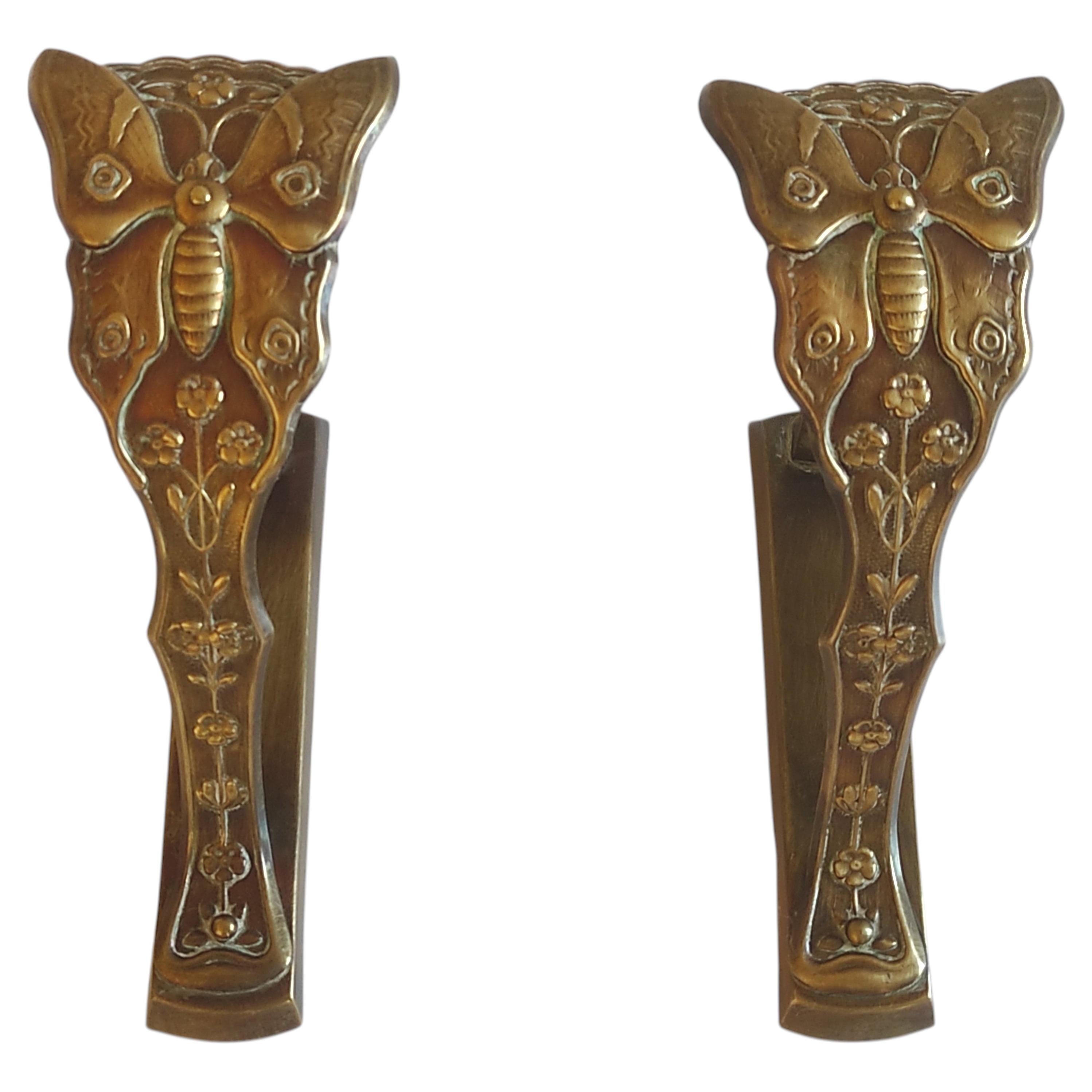Set Of Two Secession Brass Curtain Holder 1890s