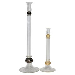 Set of Two Seguso Murano Glass Candlesticks