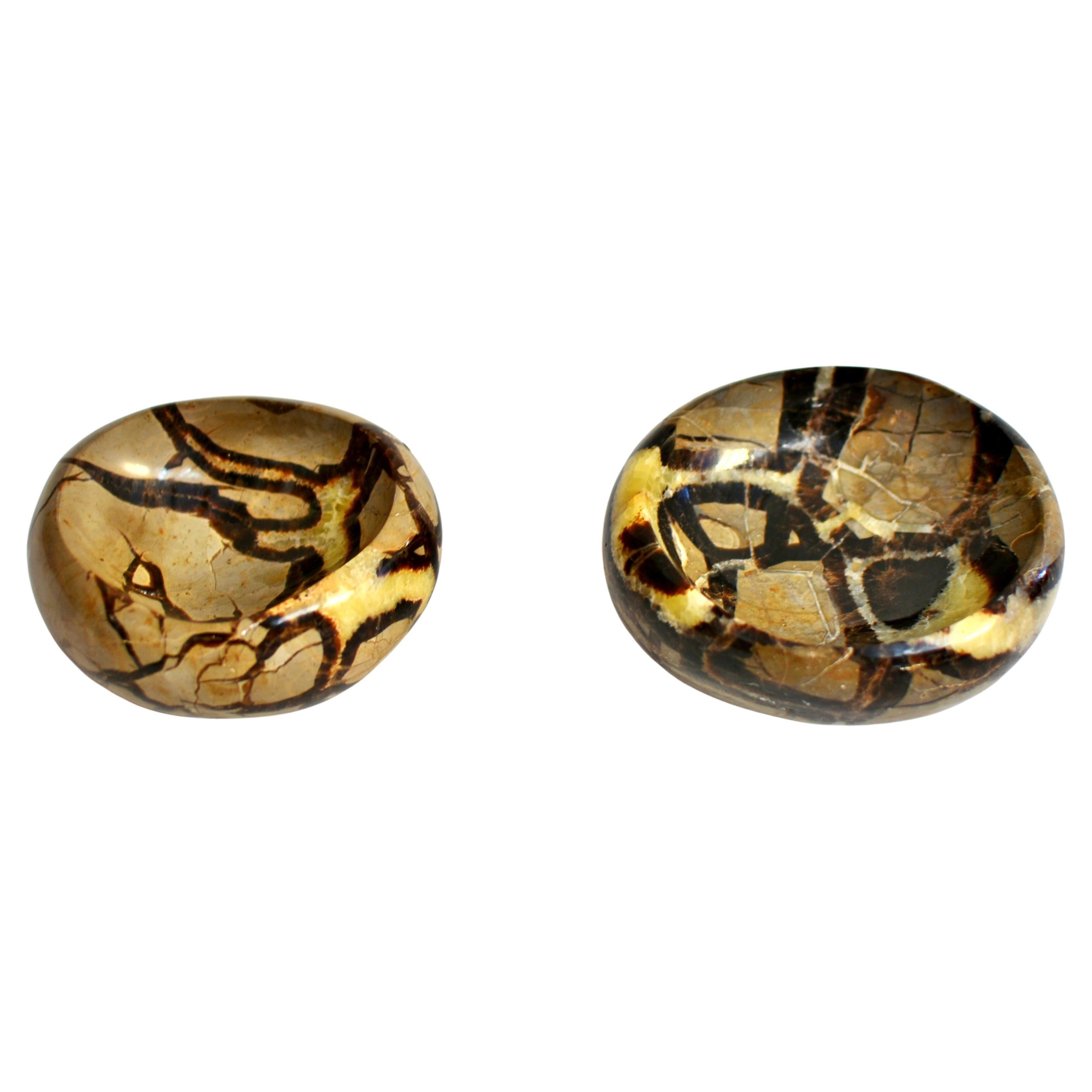 Ensemble de deux bols septariens en cristal de cœur