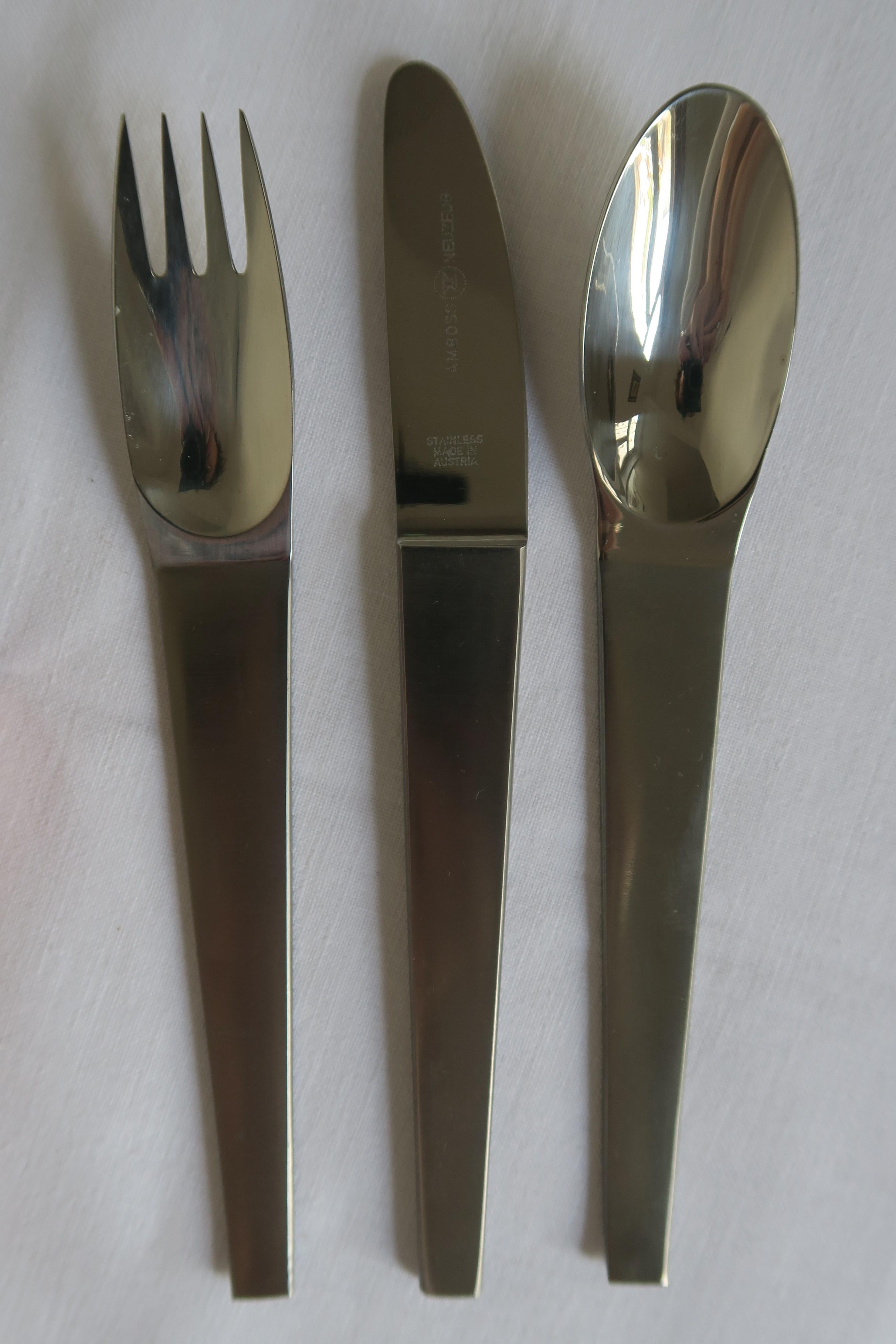 Hand-Crafted Set of Two Serving Trays with Stainless Steel Pans and Cutlery by Carl Auböck For Sale