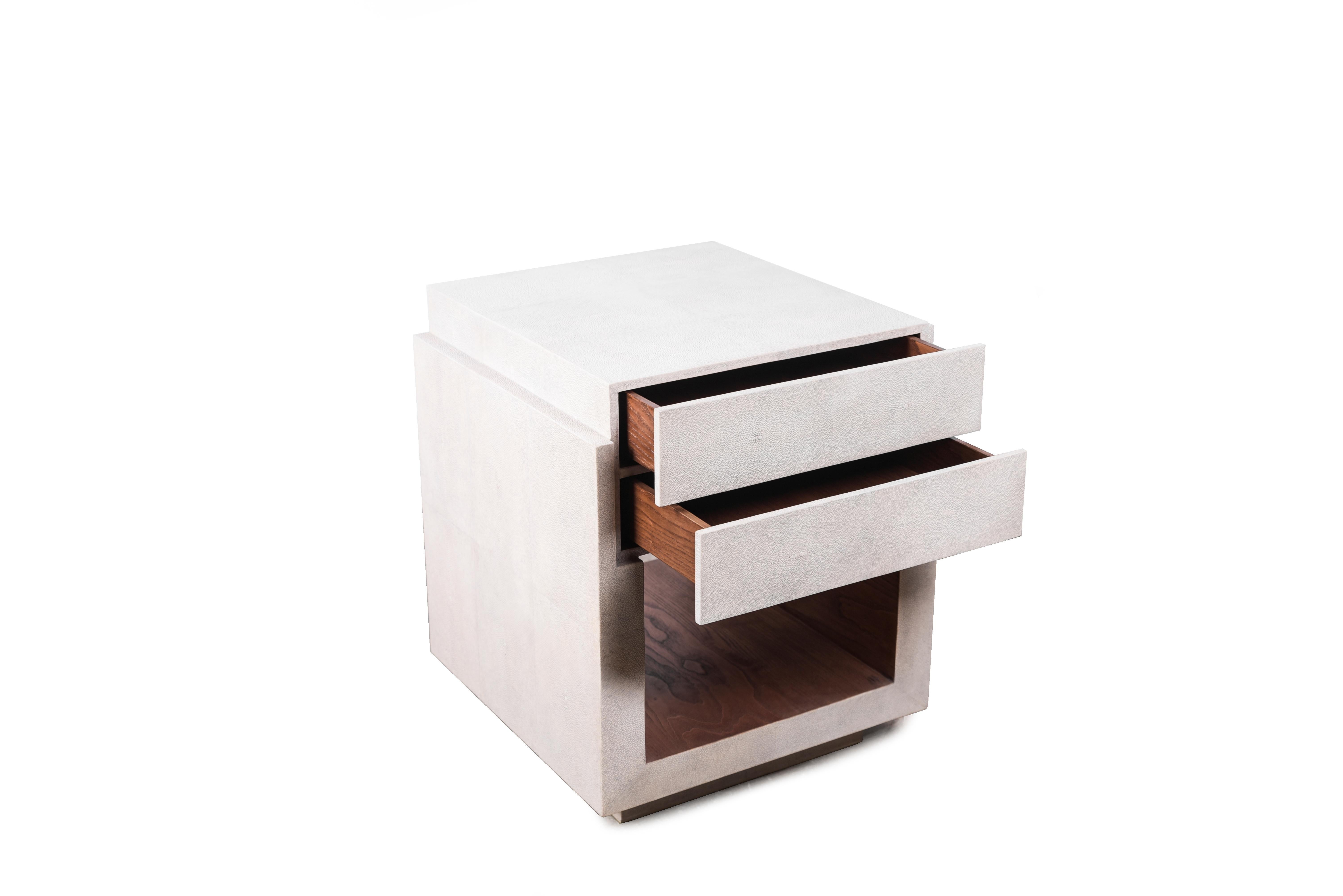 Contemporary Set of Two Shagreen Nightstands by R&Y Augousti For Sale