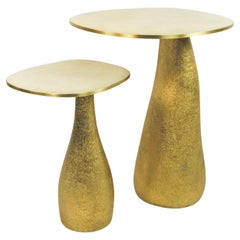 Set of Two Shagreen Side Tables with a Gilded Base