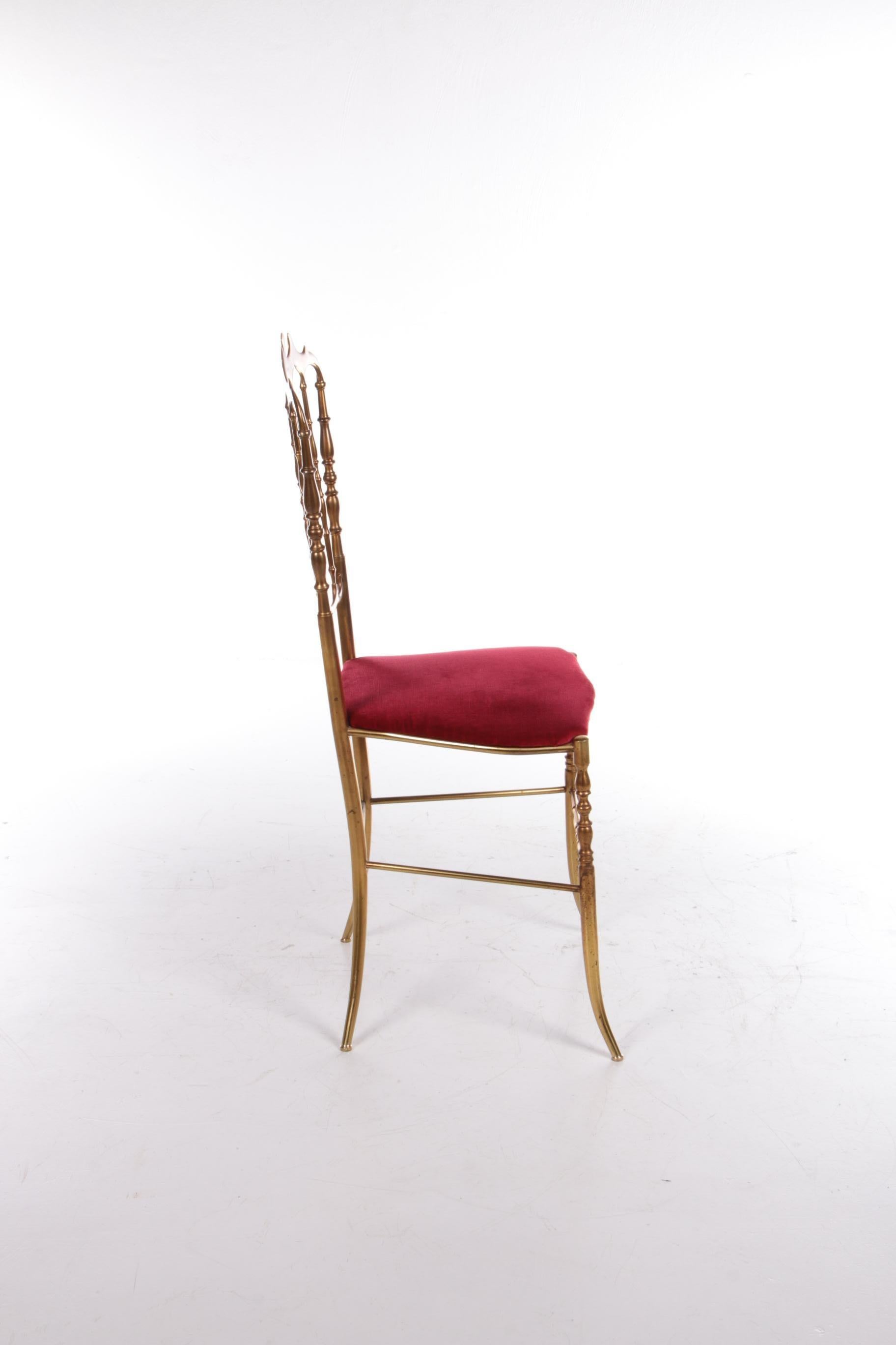 Brass Italian Design Side Chair by Giuseppe Gaetano Descalzi for Chiavari, Italy 1950