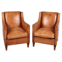 Vintage Set of Two Sheepskin Armchairs with Patina, 1980s