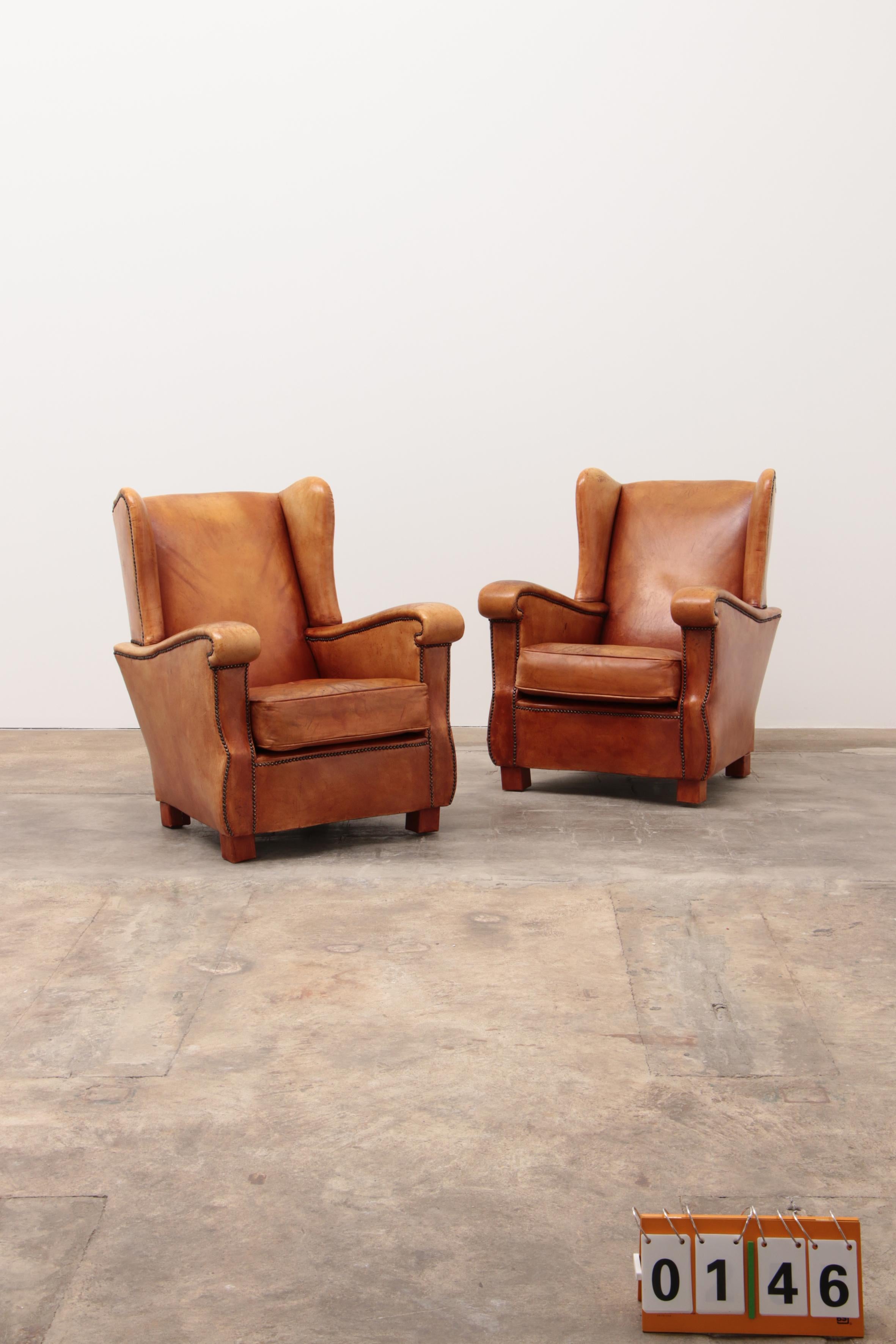 Set of Two Sheepskin Leather Armchairs, 1970, Netherlands 11