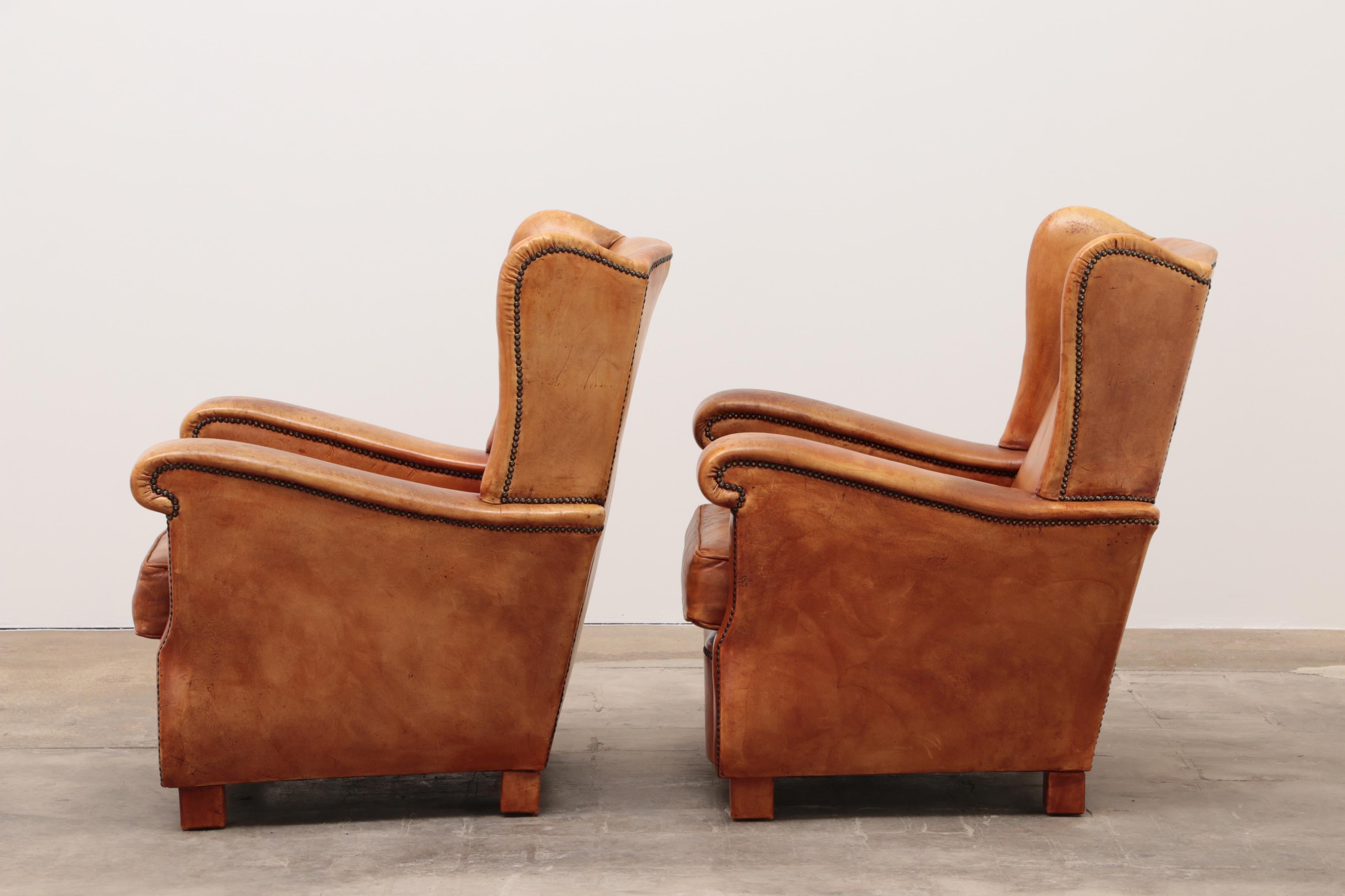 Late 20th Century Set of Two Sheepskin Leather Armchairs, 1970, Netherlands