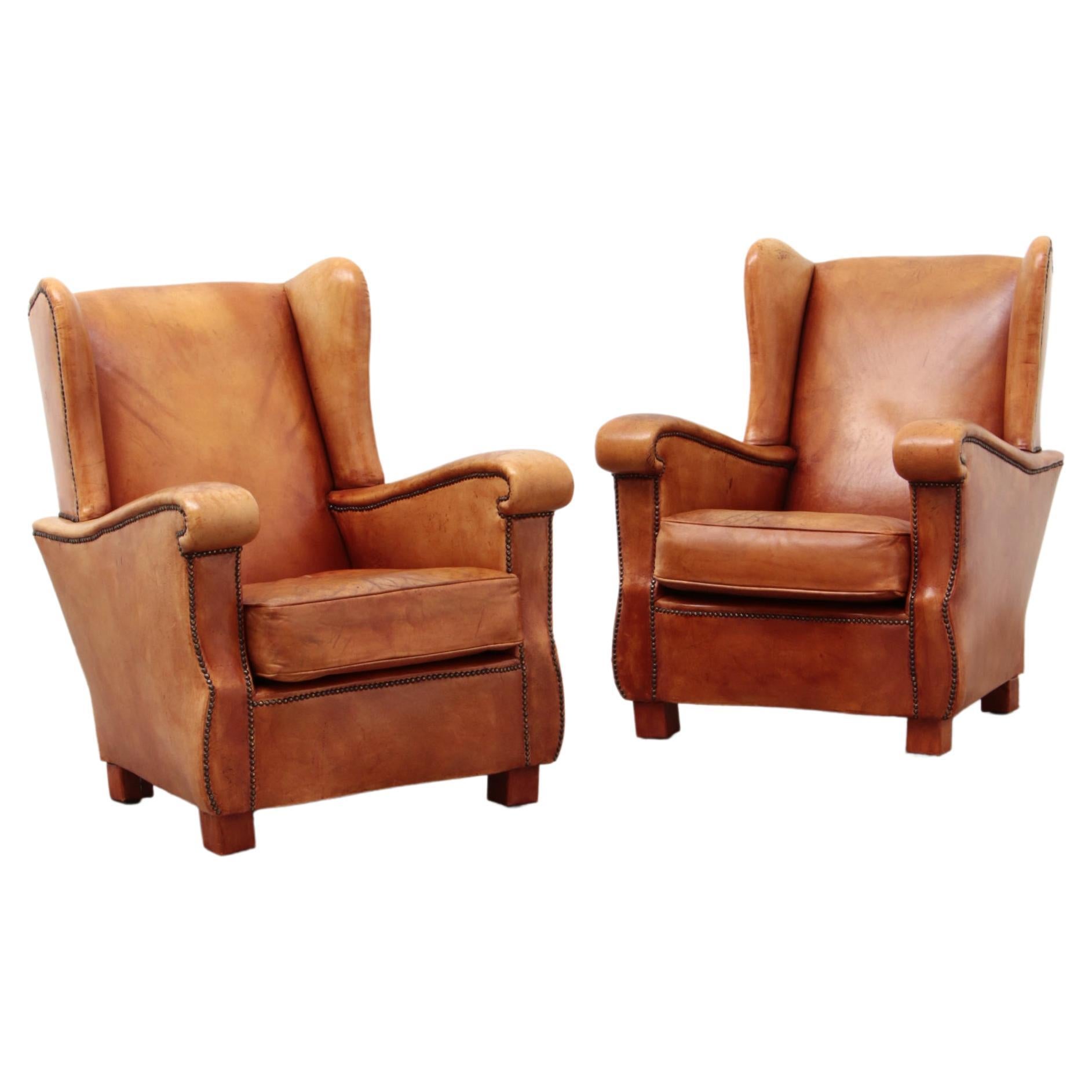 Set of Two Sheepskin Leather Armchairs, 1970, Netherlands