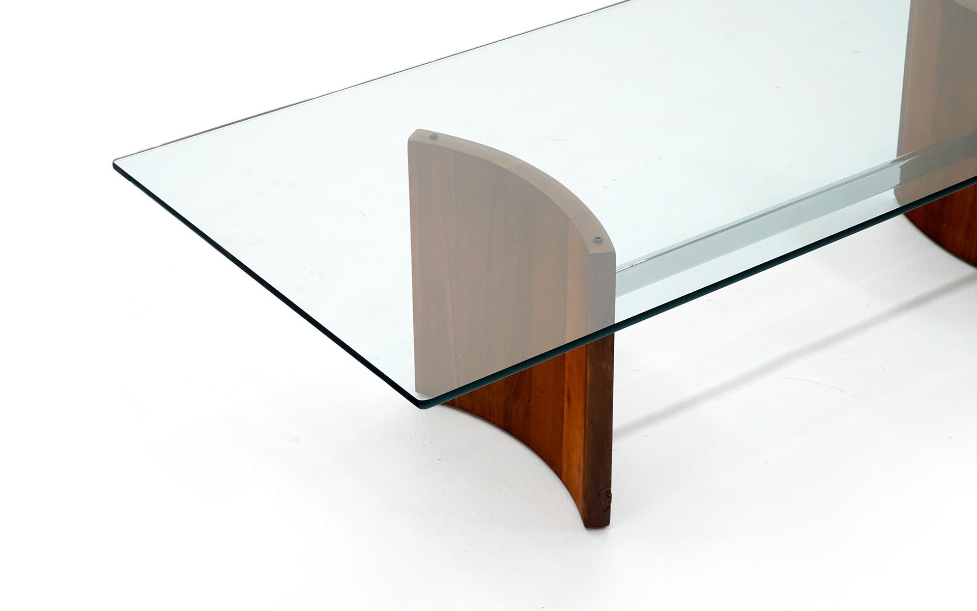 Set of Two Side Tables and Coffee Table, Walnut, Chrome, Glass 2