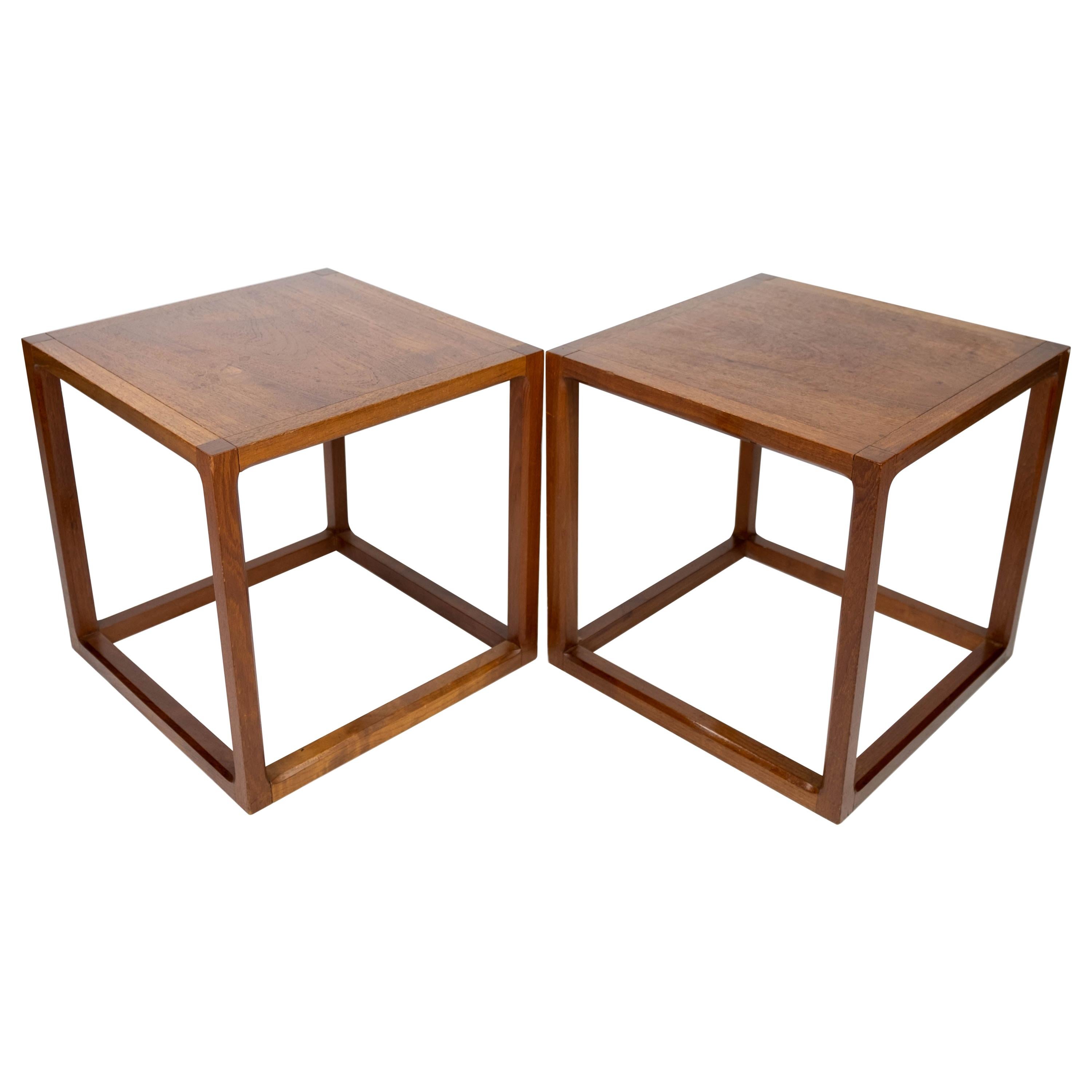 Scandinavian Modern Teak Side Table with Shelf by Johannes Hansen of