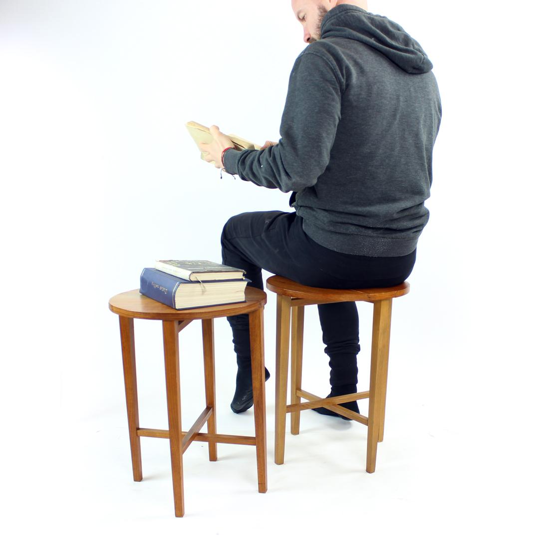 Set of Two Side Tables / Stools in Teak, Czechoslovakia, 1960s 1