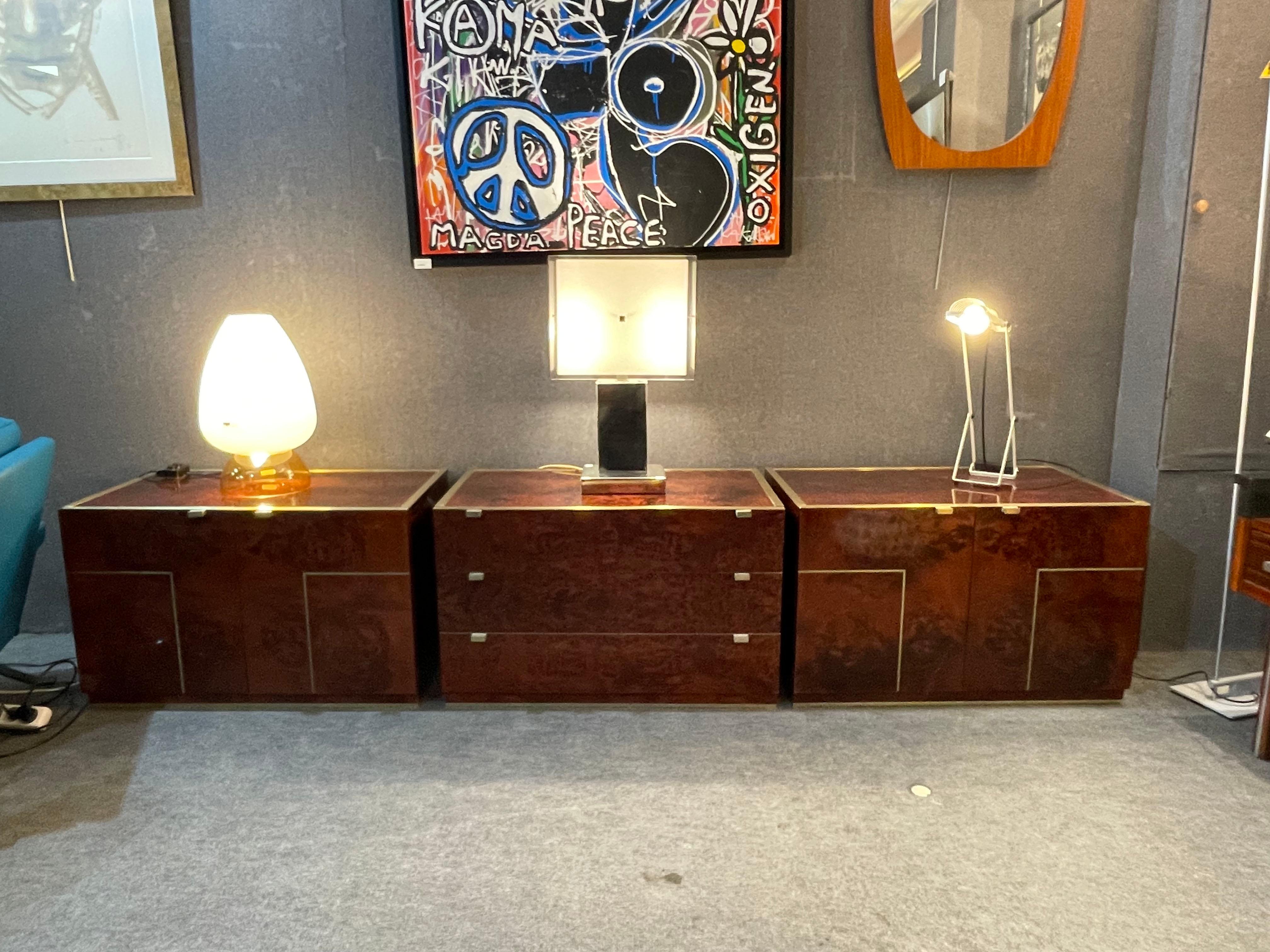 Set of two sideboards and a chest of drawers by Willy Rizzo For Sale 11
