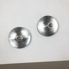 Set of Two Silver 1960s Charlotte Perriand Disc Wall Light by Honsel, Germany