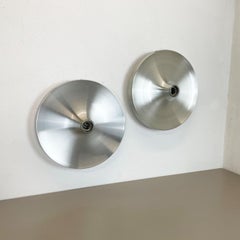 Set of Two Silver 1960s Charlotte Perriand Disc Wall Light by Honsel, Germany