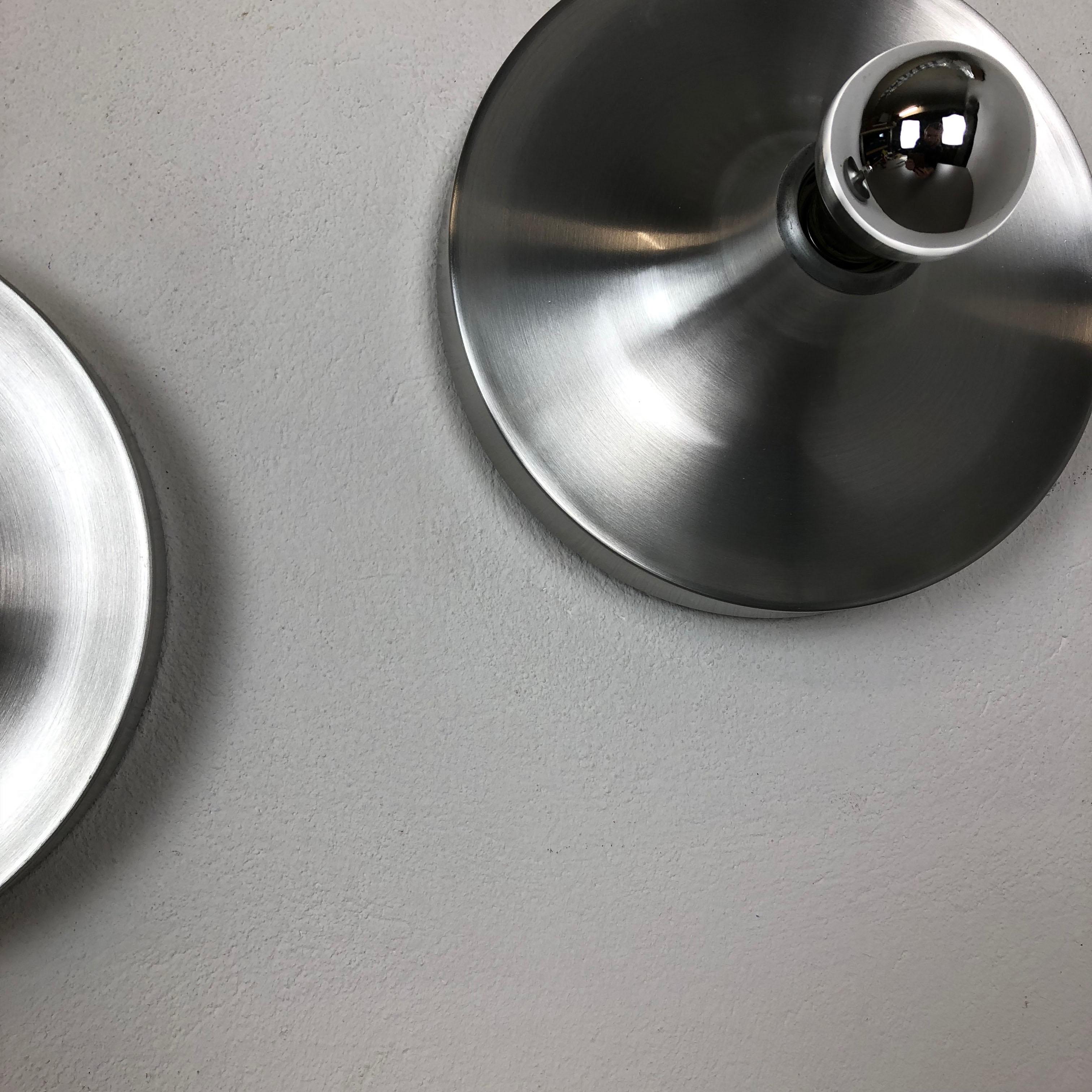Metal Set of Two Silver 1960s Charlotte Perriand Disc Wall Light by Honsel, Germany
