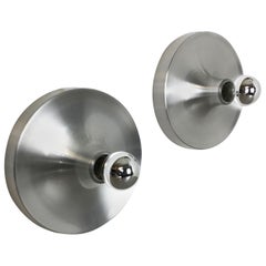 Set of Two Silver 1960s Charlotte Perriand Disc Wall Light by Honsel, Germany