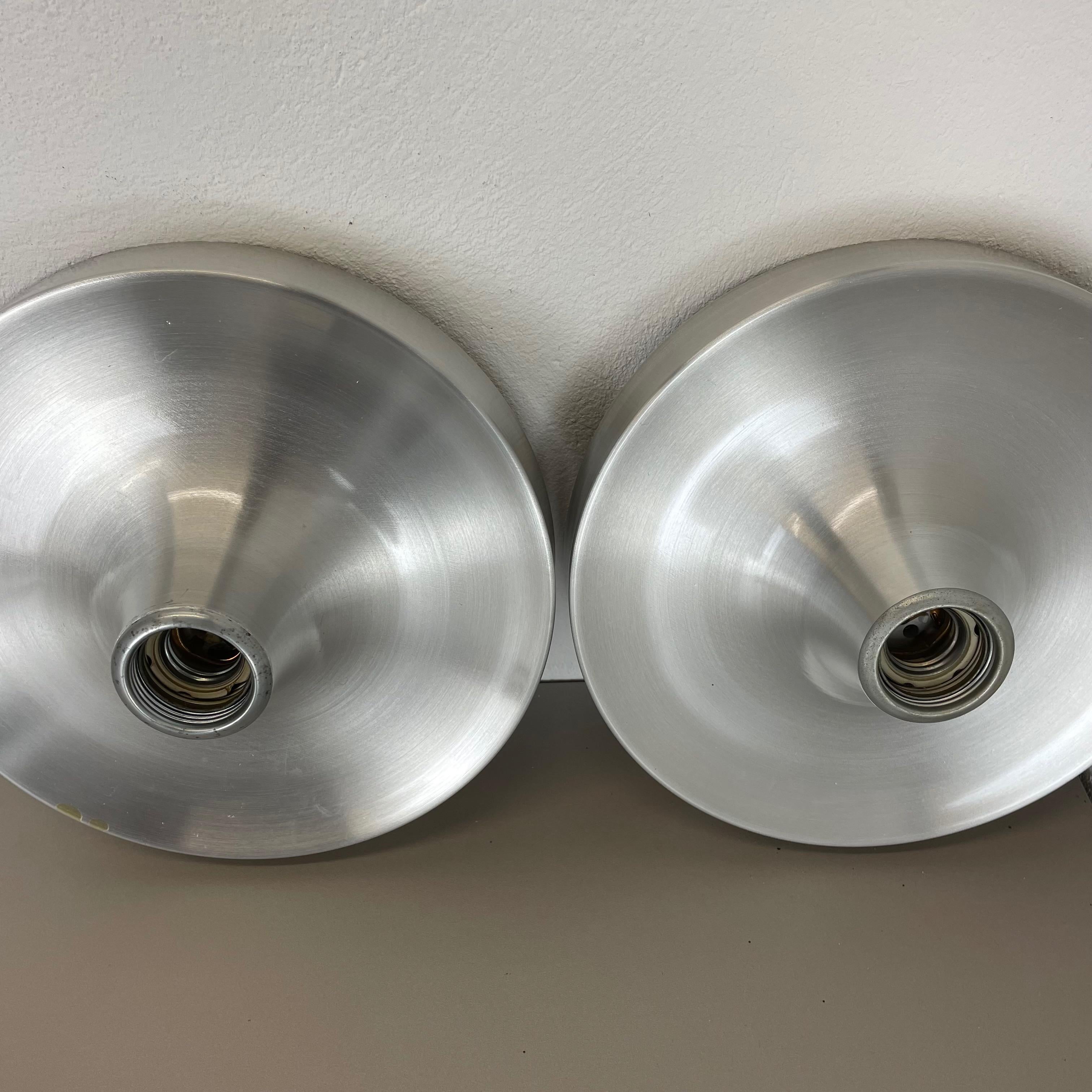 Set of Two Silver Charlotte Perriand Disc Wall Light by Honsel, Germany, 1960s 6