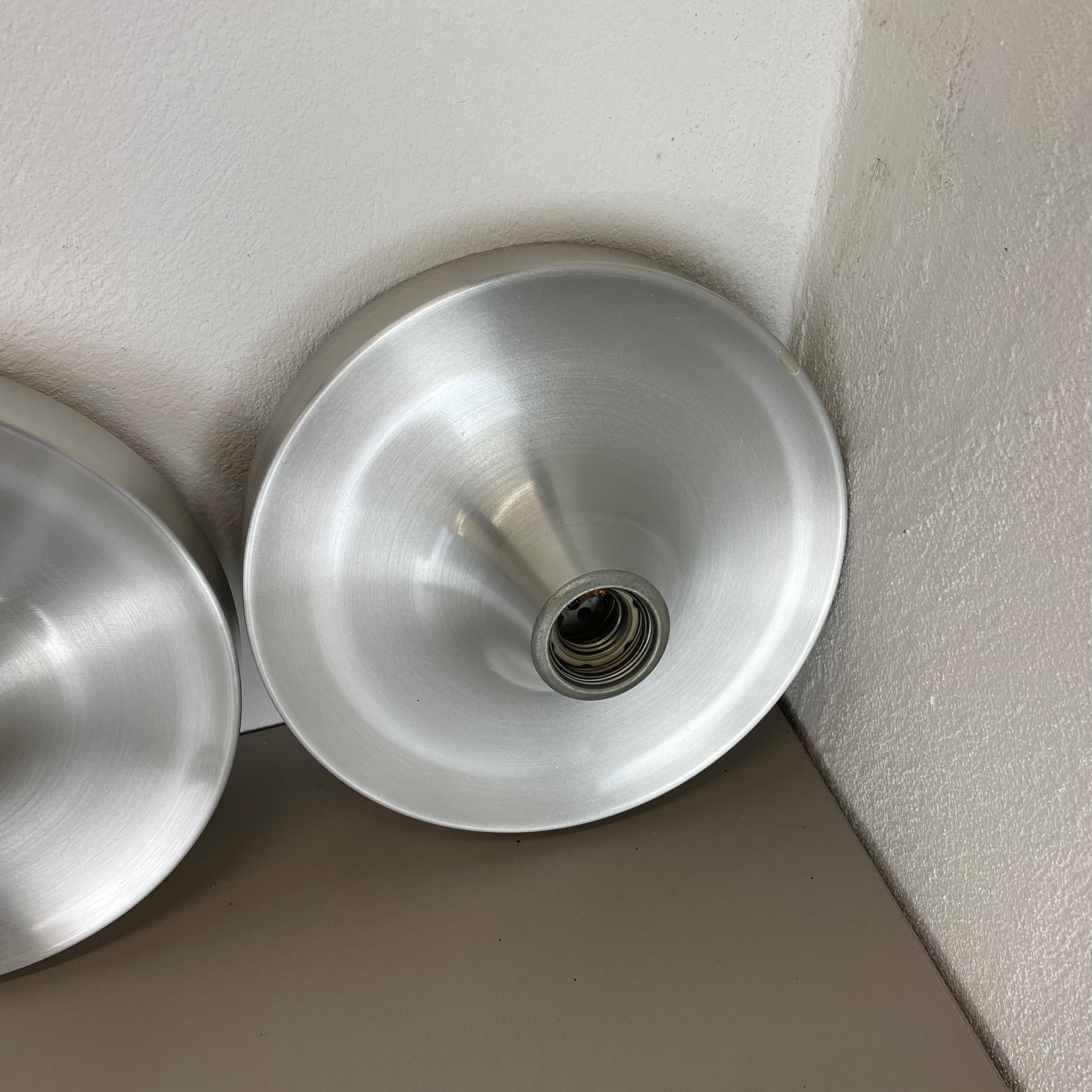 Set of Two Silver Charlotte Perriand Disc Wall Light by Honsel, Germany, 1960s 7