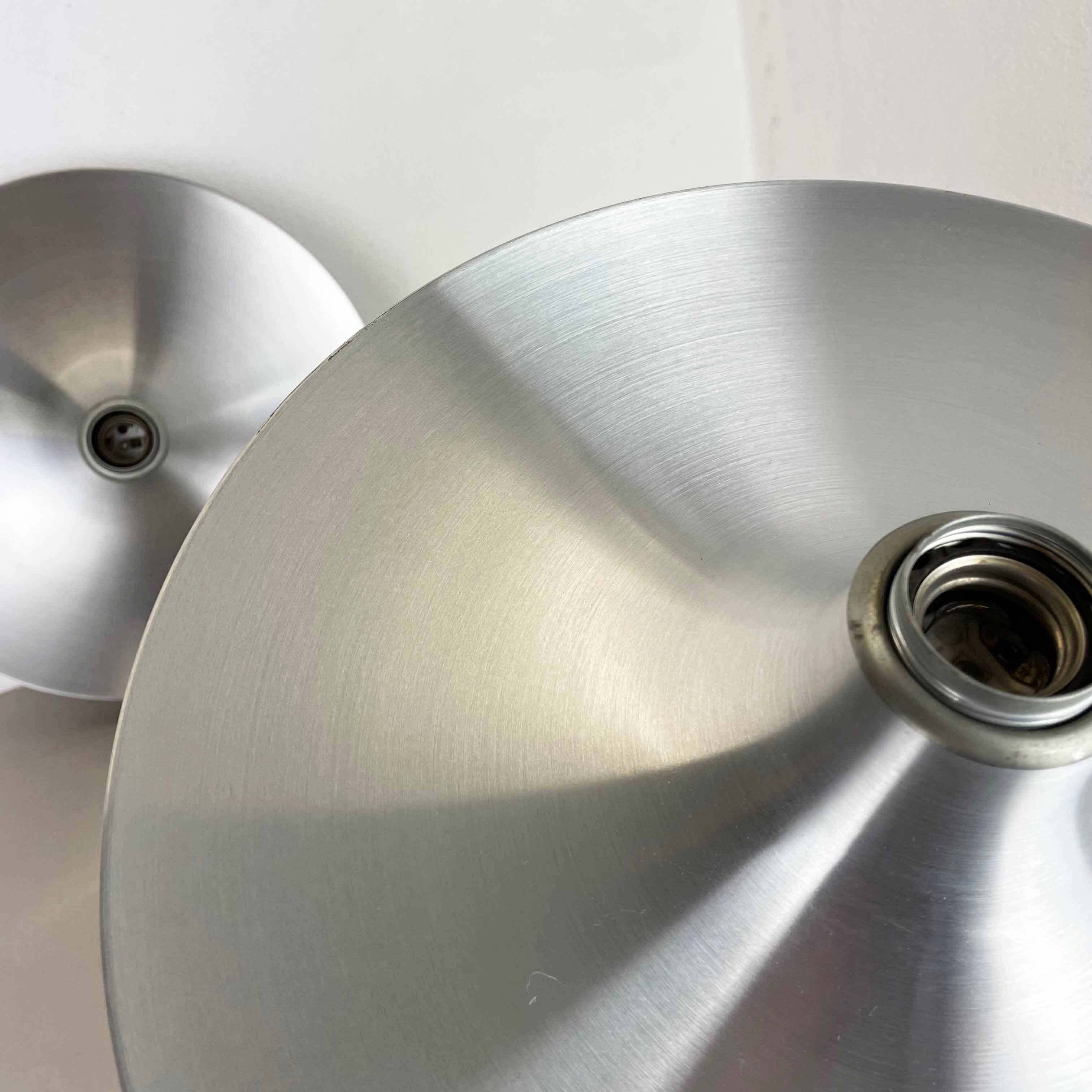 Set of Two Silver Charlotte Perriand Disc Wall Light by Honsel, Germany, 1960s 8