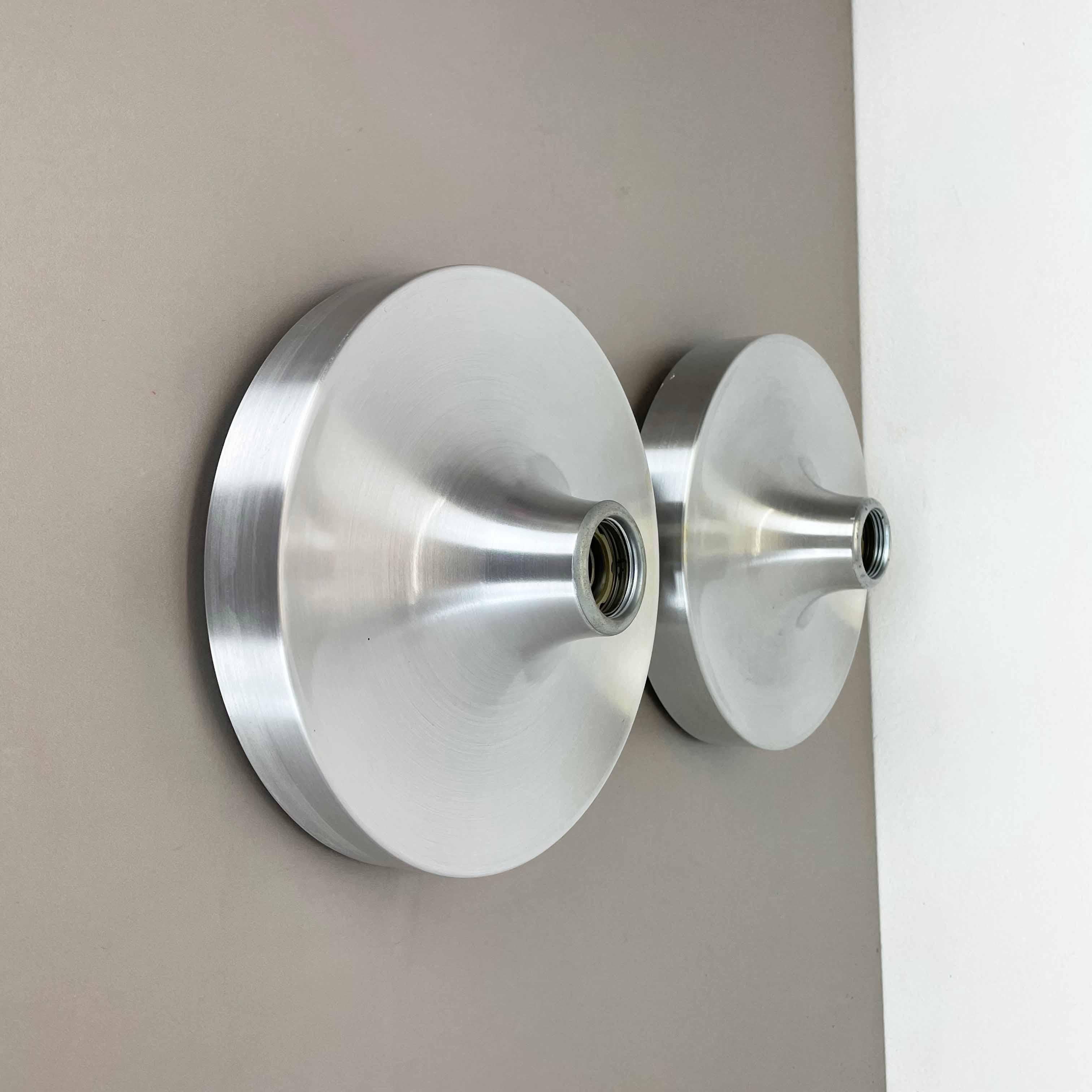 Mid-Century Modern Set of Two Silver Charlotte Perriand Disc Wall Light by Honsel, Germany, 1960s