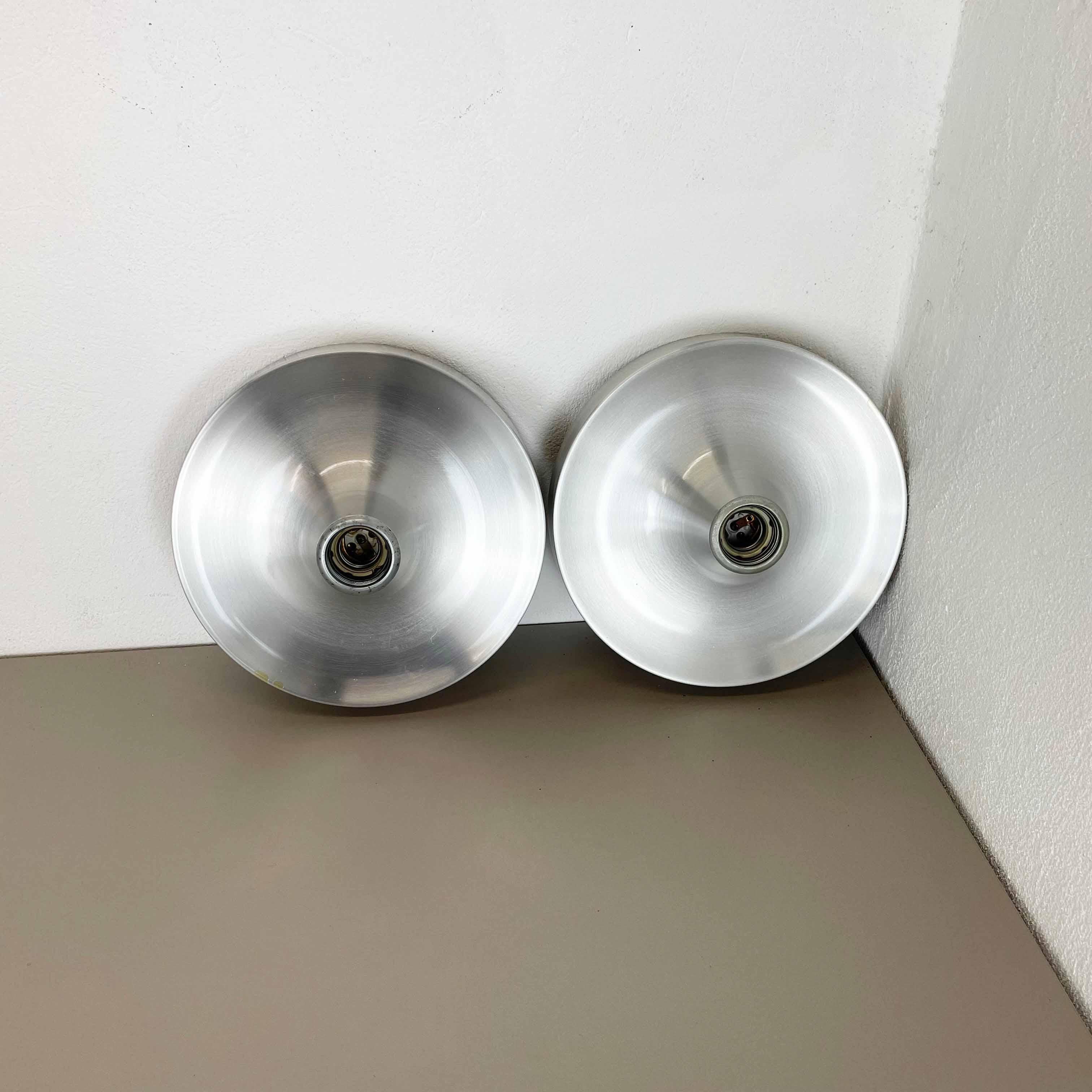 20th Century Set of Two Silver Charlotte Perriand Disc Wall Light by Honsel, Germany, 1960s
