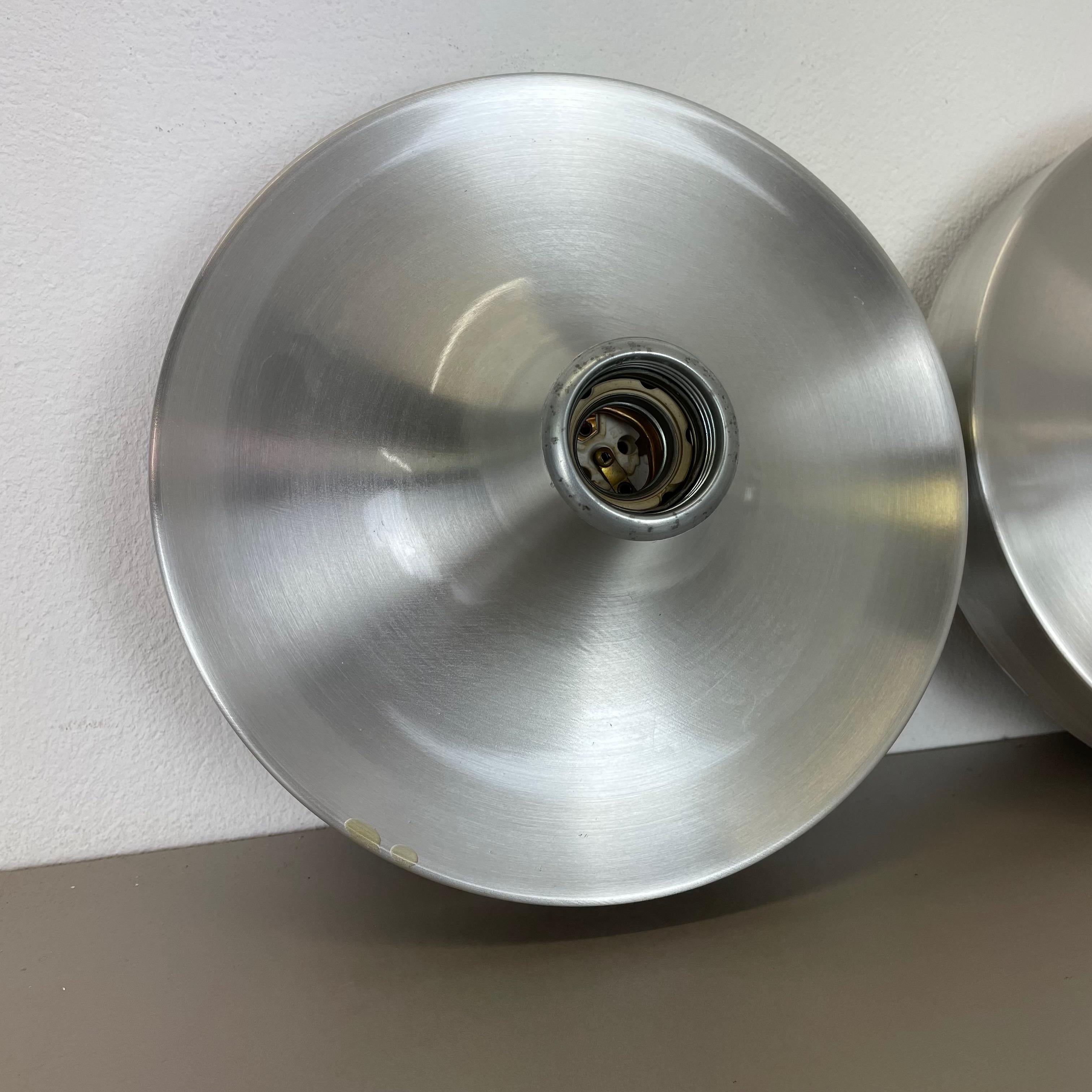 Metal Set of Two Silver Charlotte Perriand Disc Wall Light by Honsel, Germany, 1960s