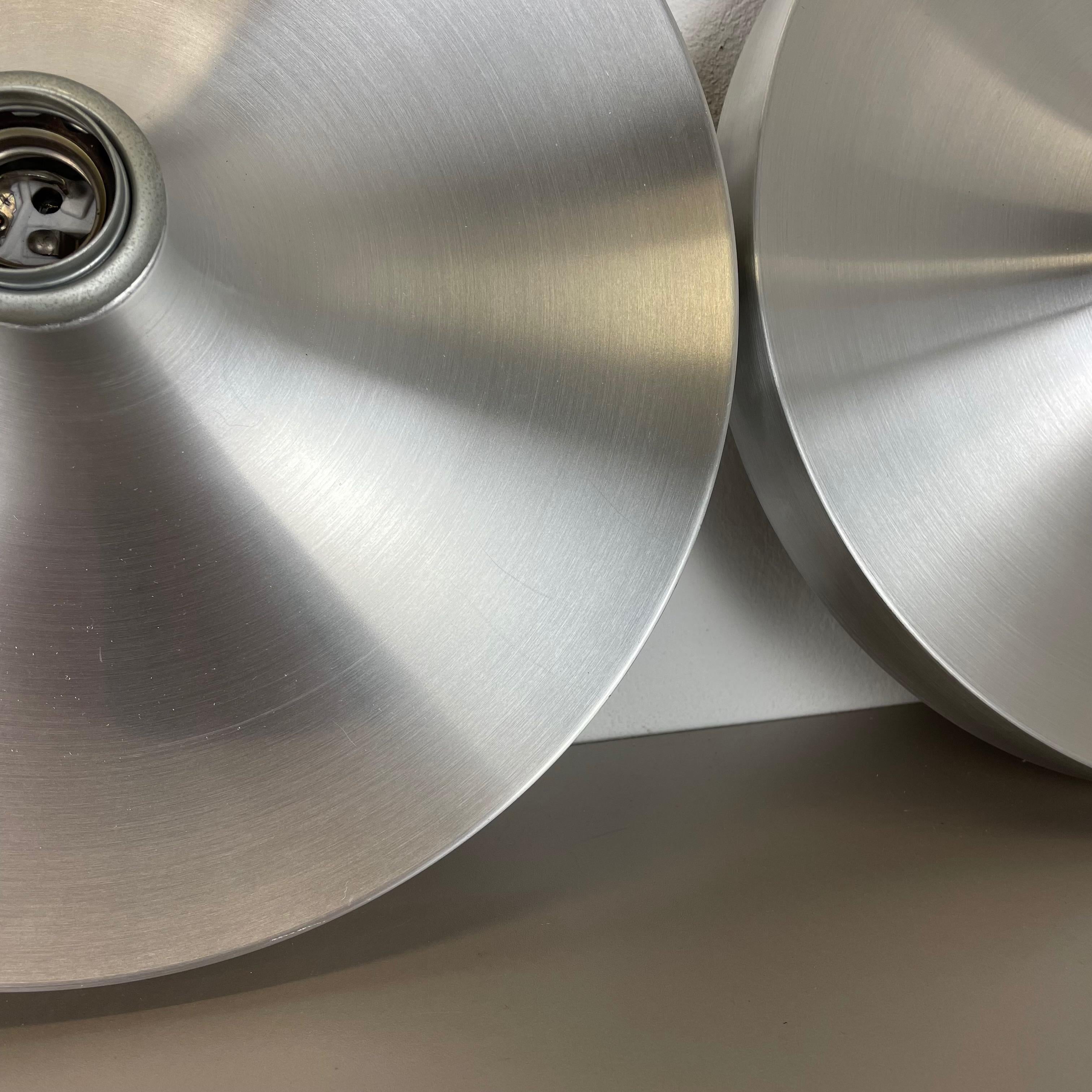 Metal Set of Two Silver Charlotte Perriand Disc Wall Light by Honsel, Germany, 1960s